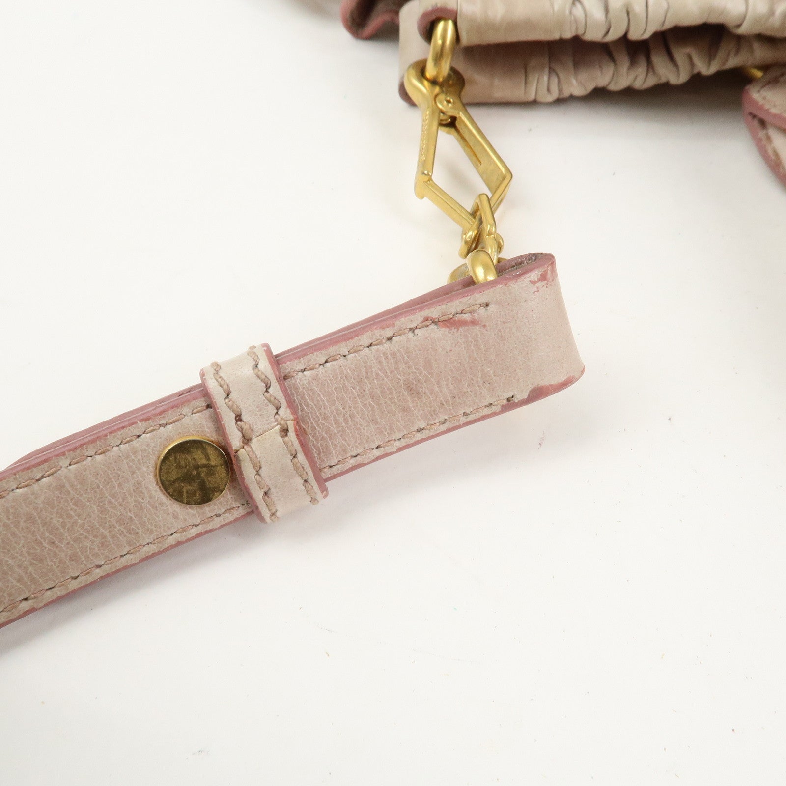 MIU MIU Logo Leather 2Way Bag Shoulder Bag Hand Bag Pink RT0383