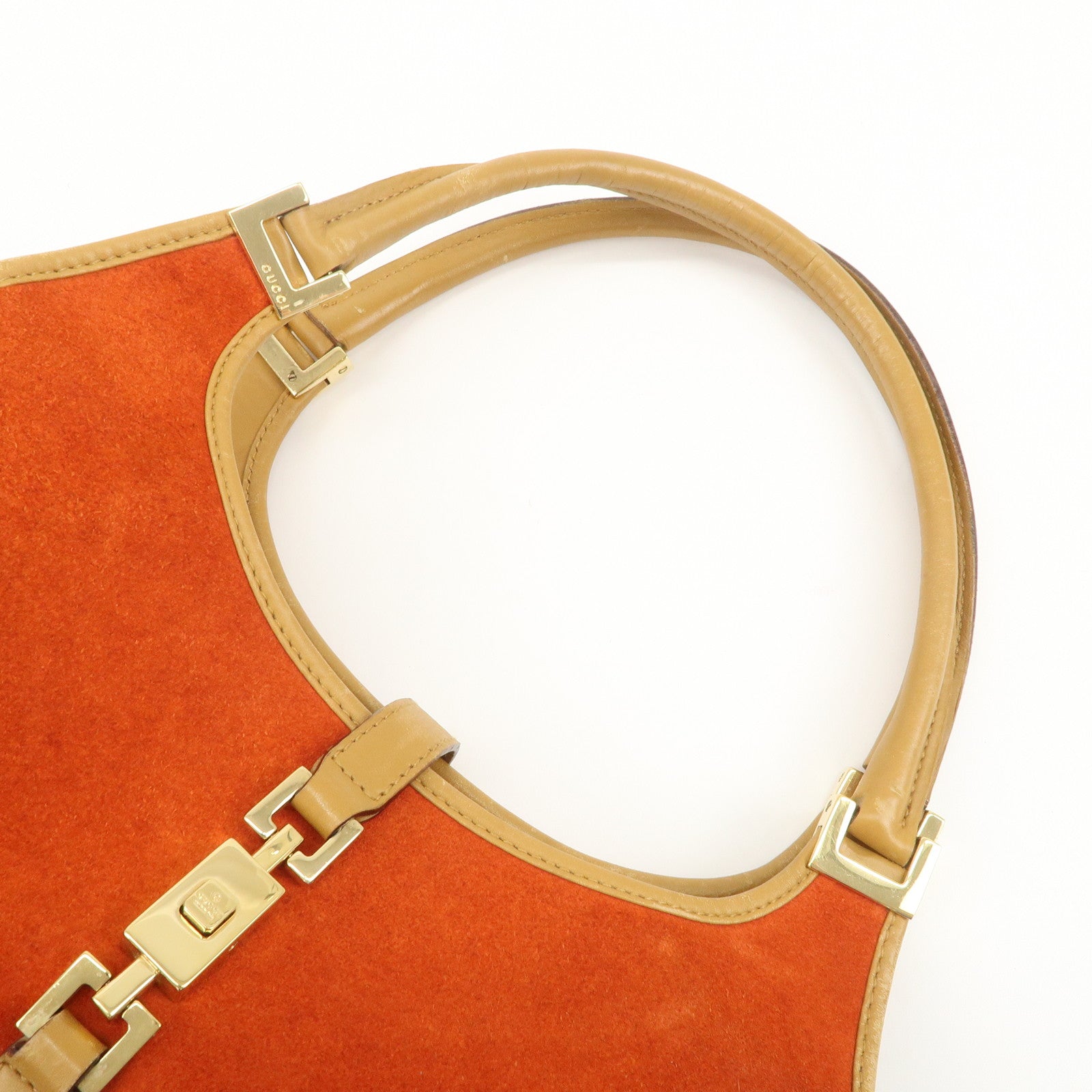 GUCCI Jackie Suede Leather Shoulder Bag Hand Bag Orange 002.1068