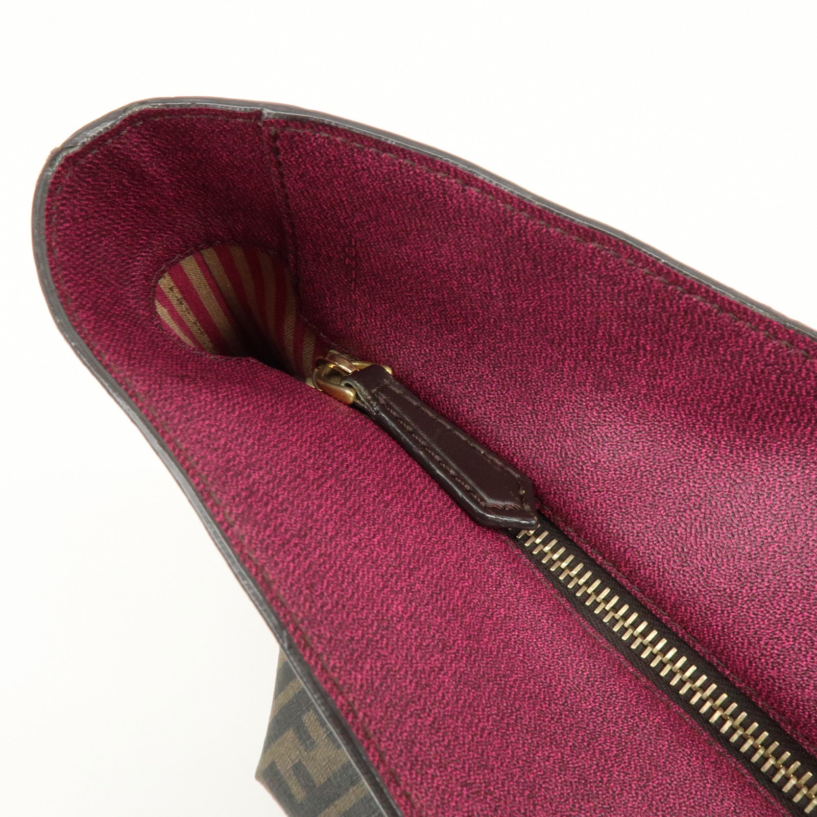 FENDI Zucca PVC Leather Tote Bag Shoulder Bag Brown Pink 8BH185