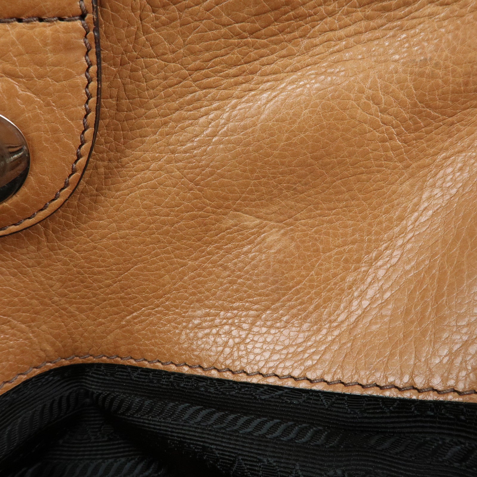 PRADA Triangle Logo Leather 2Way Hand Bag Shoulder Bag Brown BN2619