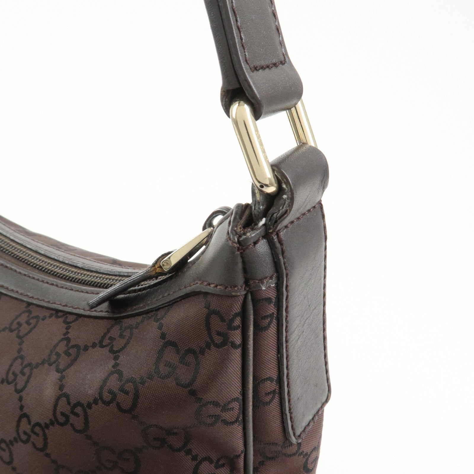 GUCCI GG Monogram Nylon Shoulder Bag Hand Bag Brown 264219