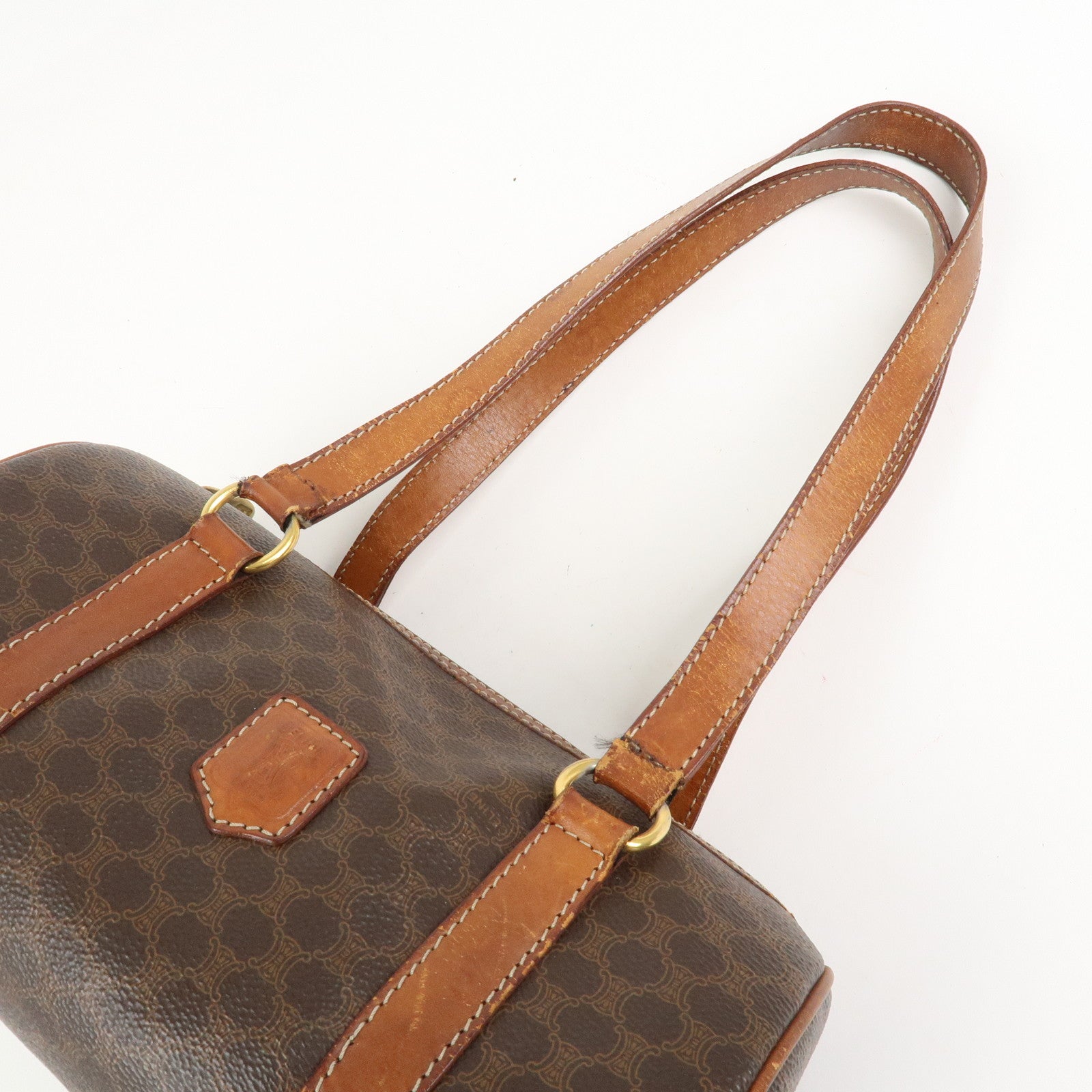 CELINE Macadam PVC Leather Hand Bag Shoulder Bag Brown