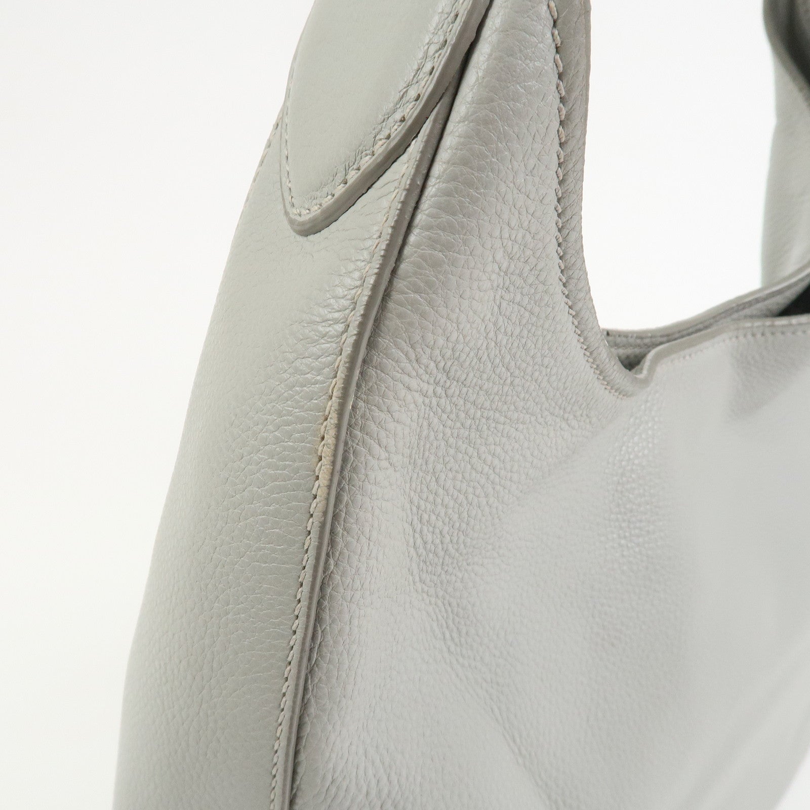PRADA Logo Leather Shoulder Bag Hand Bag Gray 1BC013