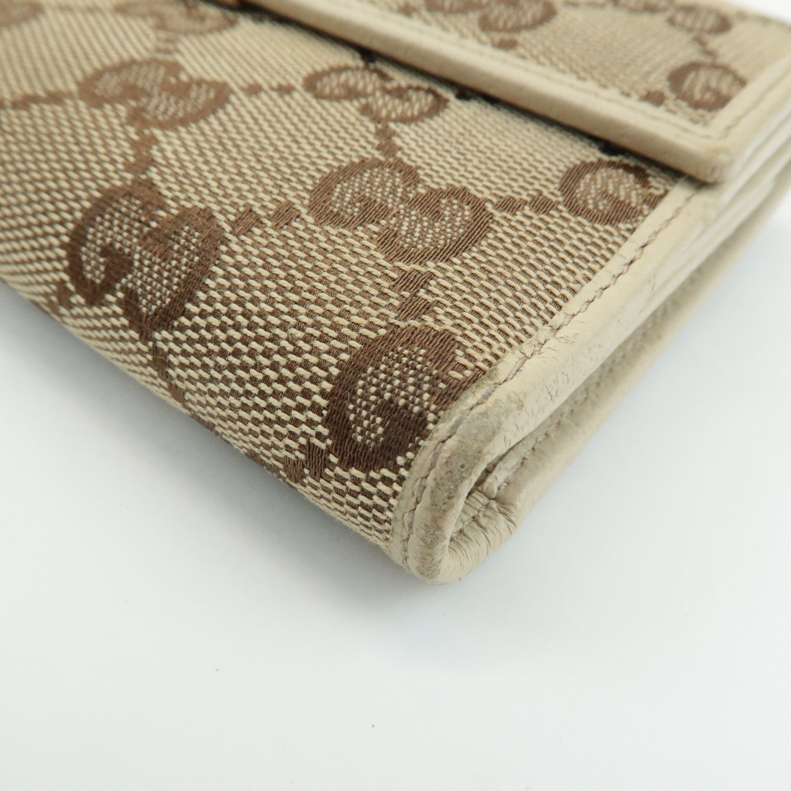 GUCCI Set of 2 GG Canvas Leather Wallet Beige Brown 203550/112715 Used