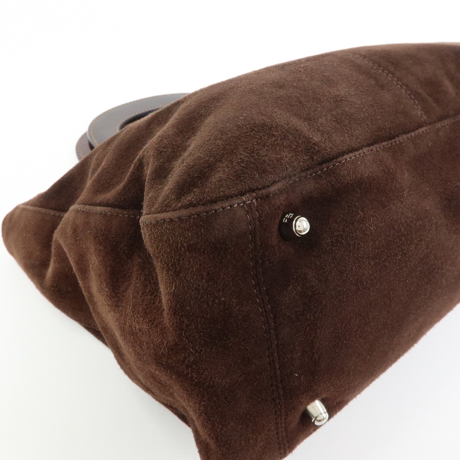 FENDI Suede Leather Tote Bag Hand Bag Brown 26329