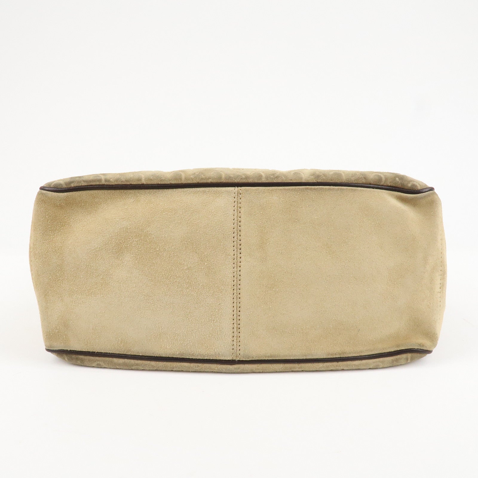 CELINE C Macadam Suede Boogie Bag Hand Bag Tote Bag Beige Dark Brown Used