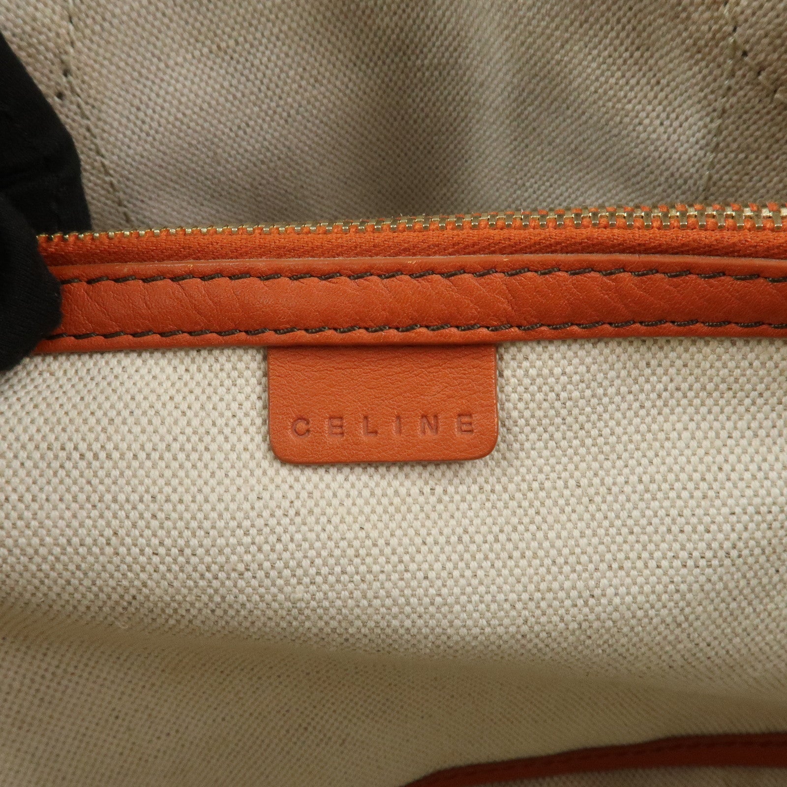 CELINE C Macadam PVC Canvas Tote Bag Hand Bag Brown Orange