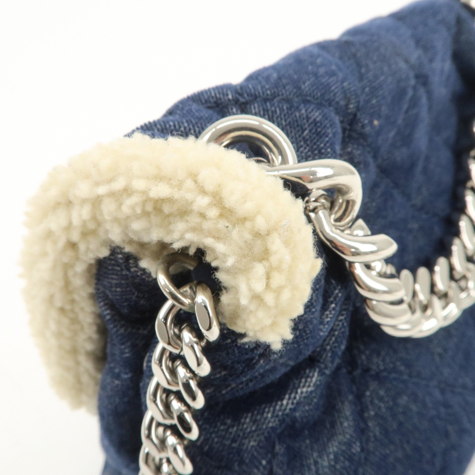 STELLA MCCARTNEY Denim Fur Falabella Shoulder Bag Crossbody Bag