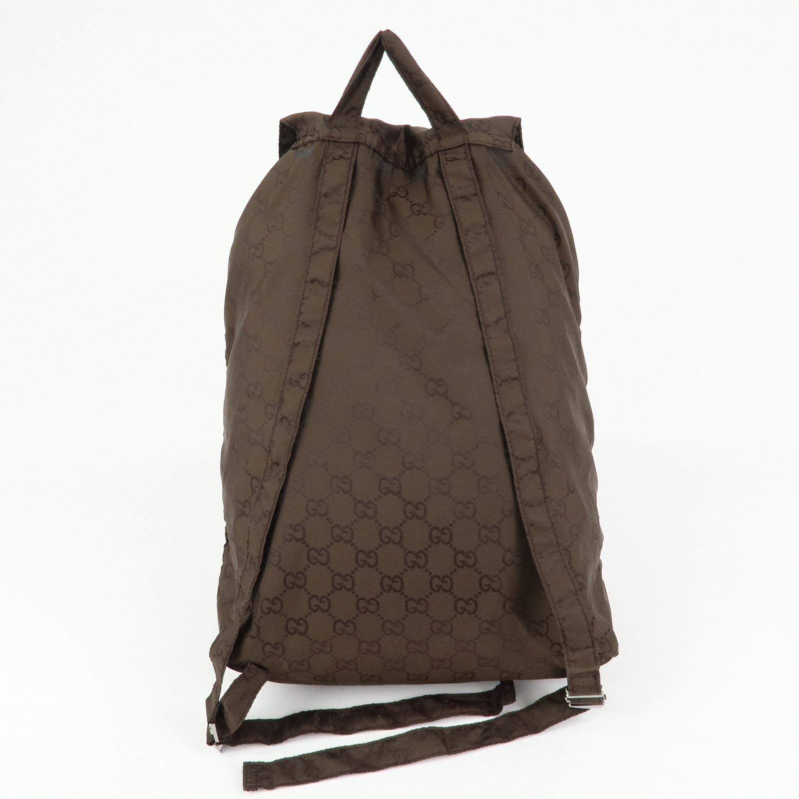 GUCCI GG Nylon Leather Backpack Brown 223670