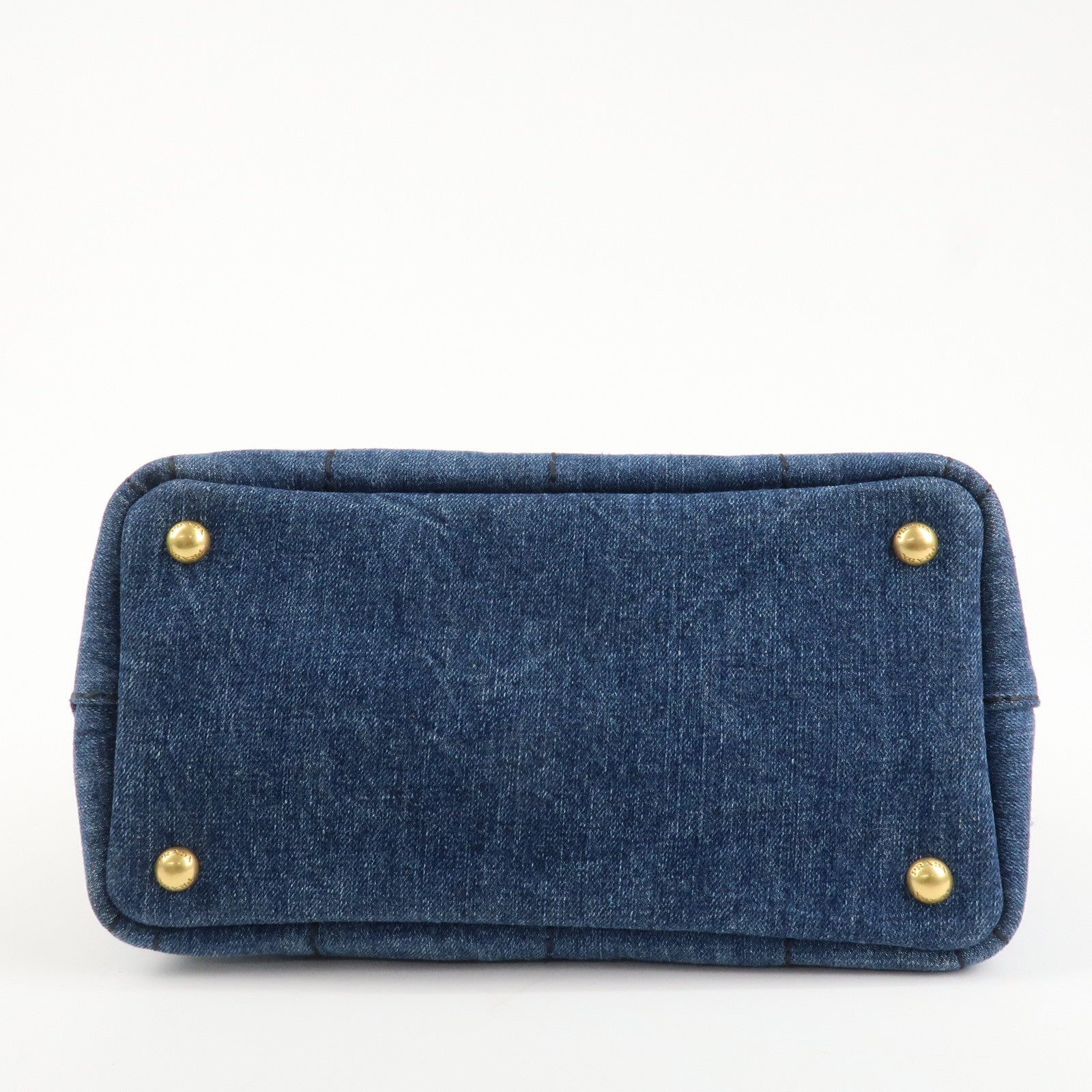 PRADA Canapa Denim 2Way Bag Hand Bag Shoulder Bag Navy B2642B Used