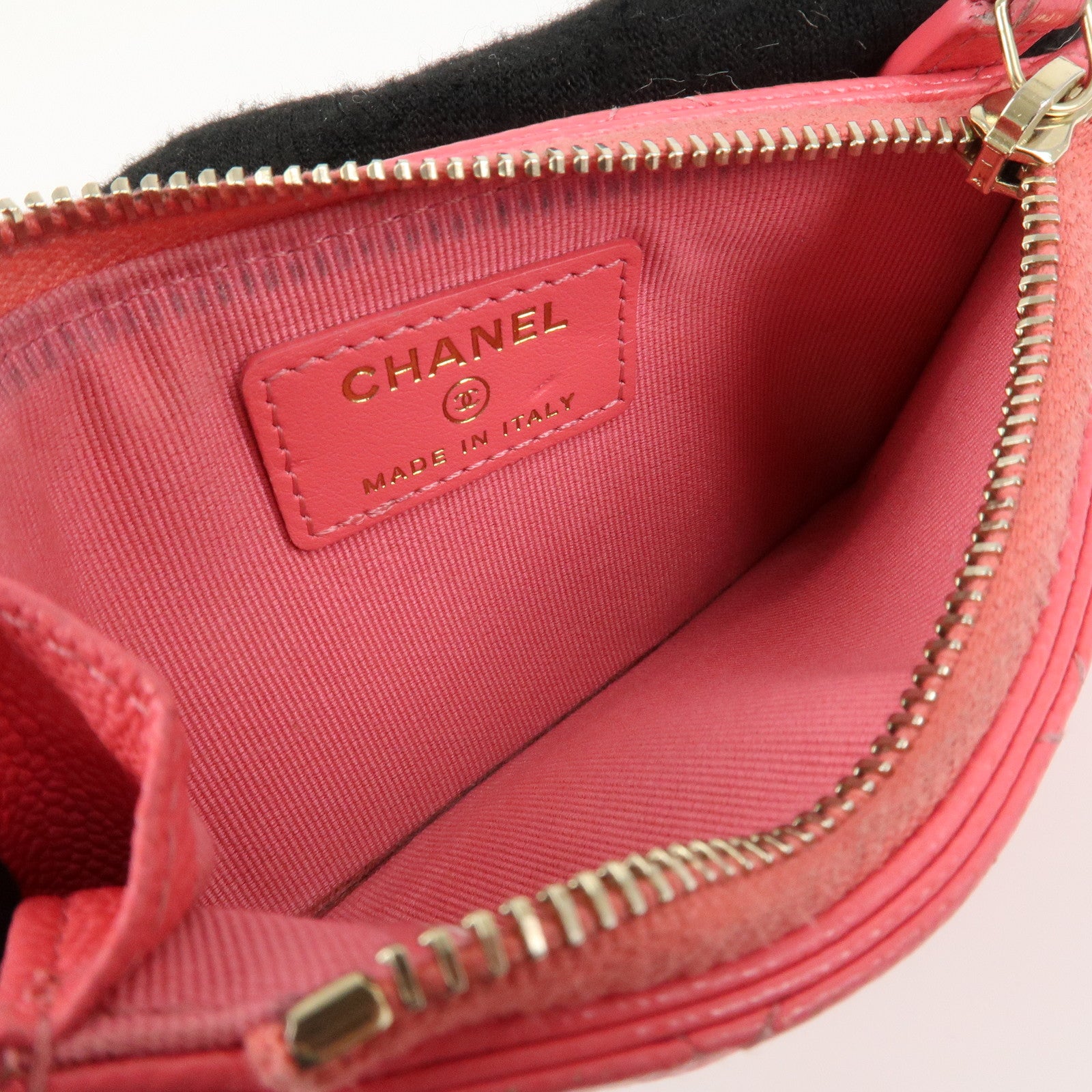 CHANEL Matelasse Caviarskin Card Case Coin Case Pink AP2570 Used