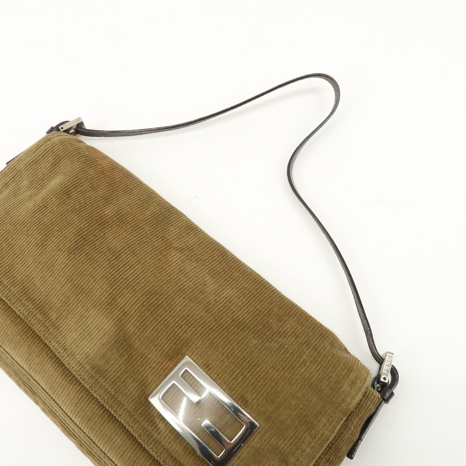 FENDI Logo Corduroy Shoulder Bag Hand Bag Caramel Used