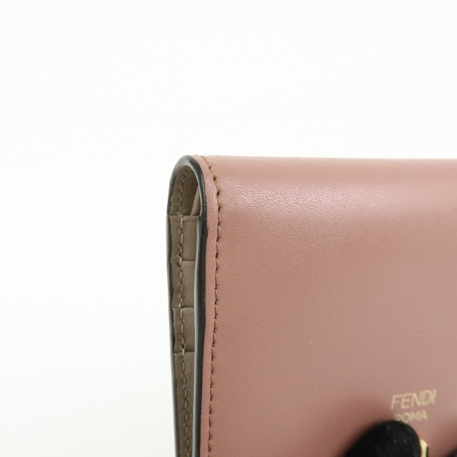 FENDI By The Way Leather Bi-fold Compact Wallet Light Pink 8M0387