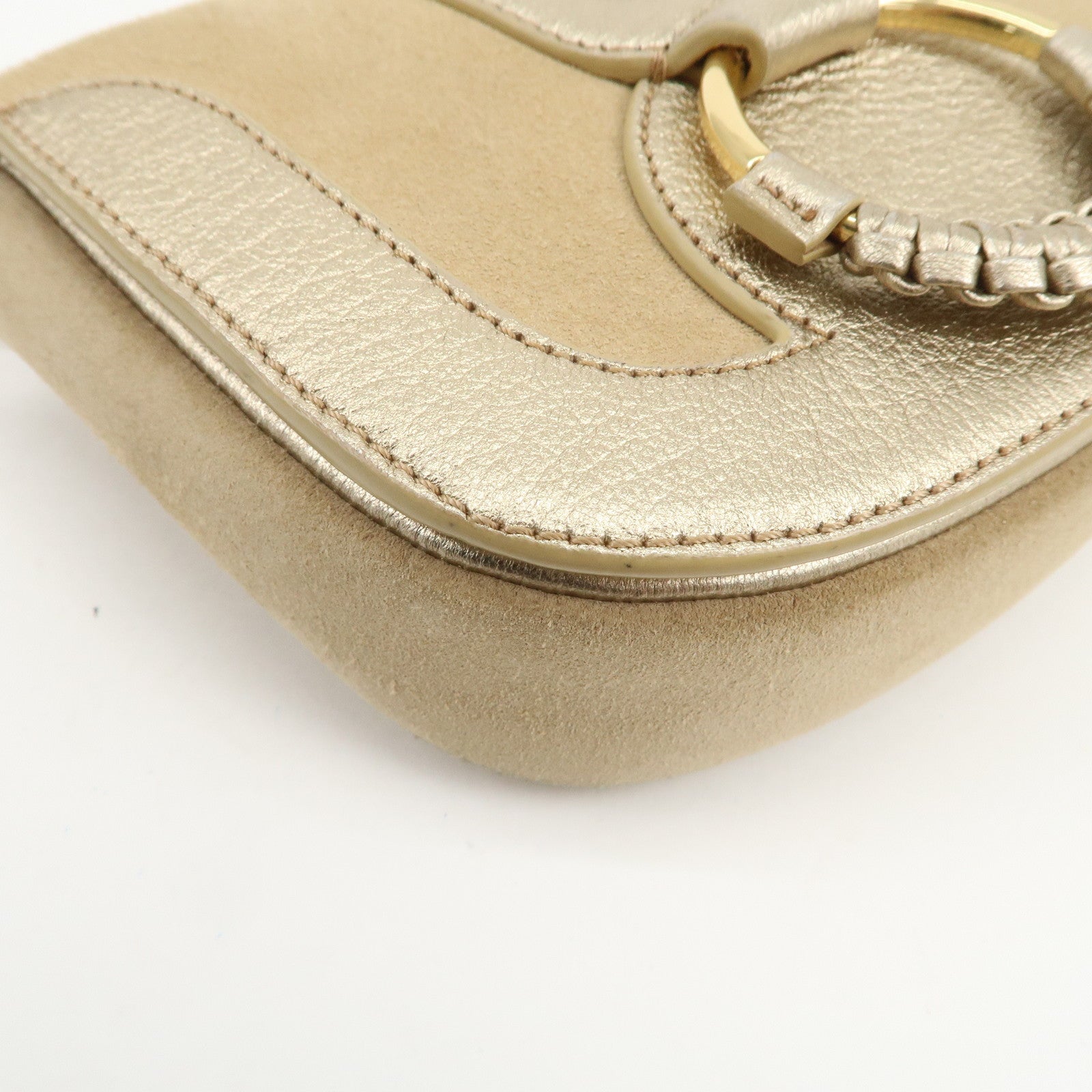 Chloe See By Chloe Hana Suede Leather Shoulder Crossbody Bag Gold