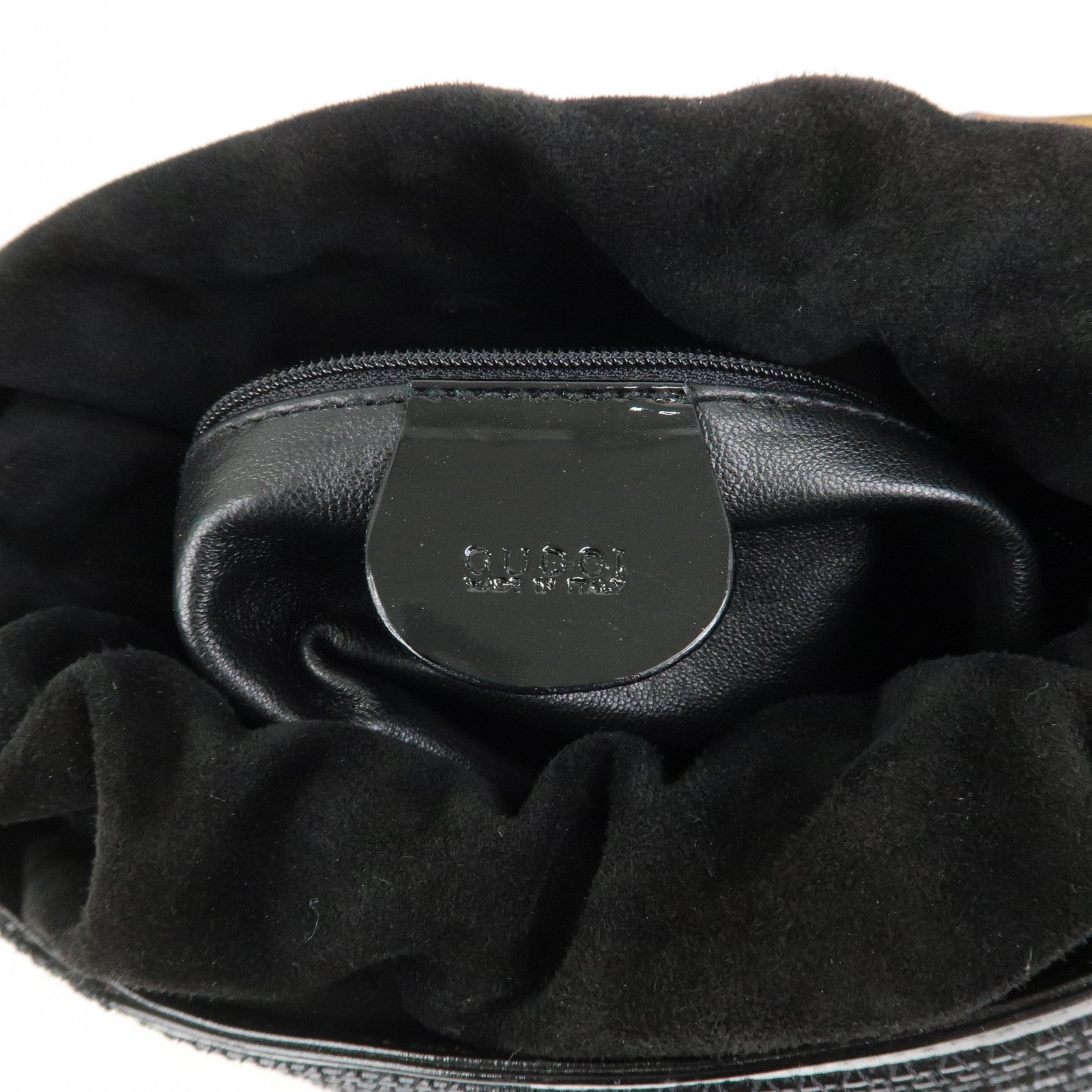 GUCCI Bamboo Patent Leather Suede 2WAY Bag Shoulder Bag Black 18128