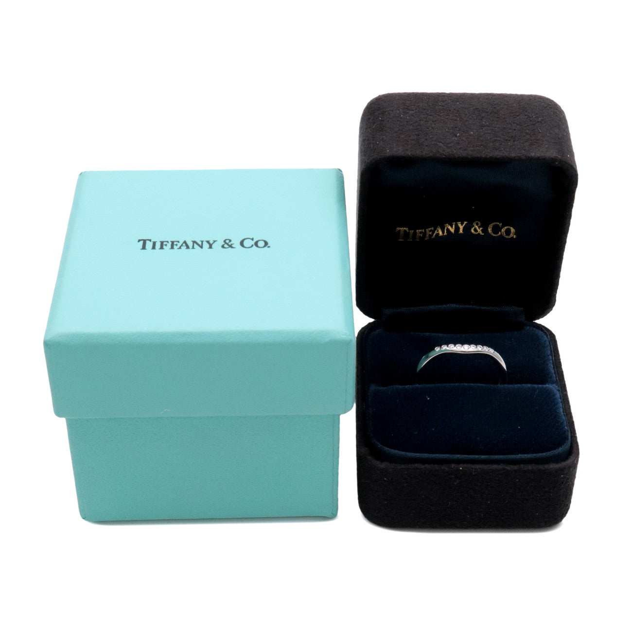 Tiffany & Co Curved Band 9P Diamond Ring PT950 Platinum US5.5 EU51
