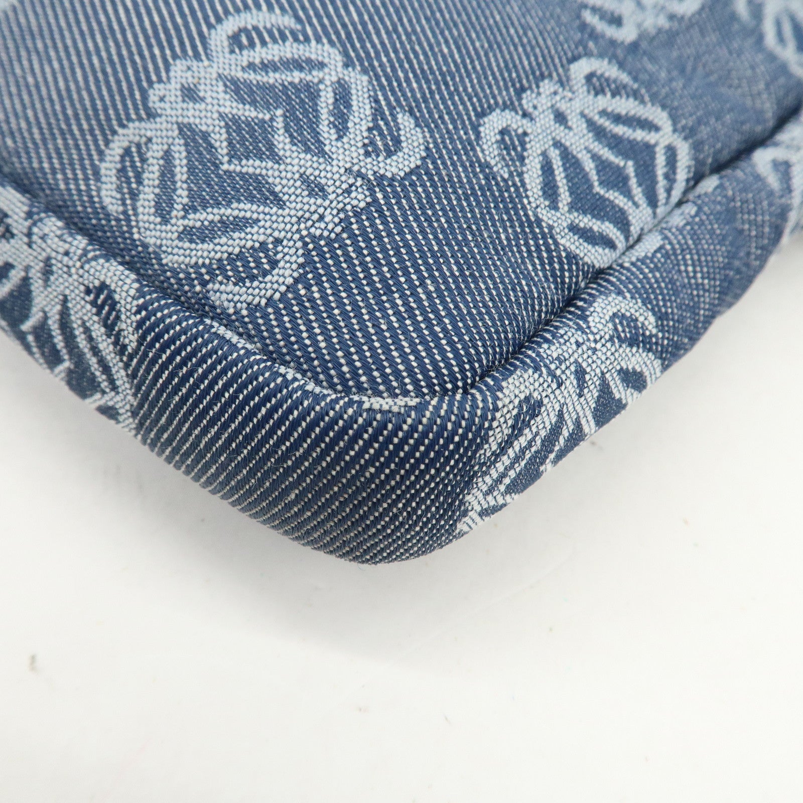 LOEWE Anagram Canvas Leather Shoulder Bag Hand Bag Denim Brown