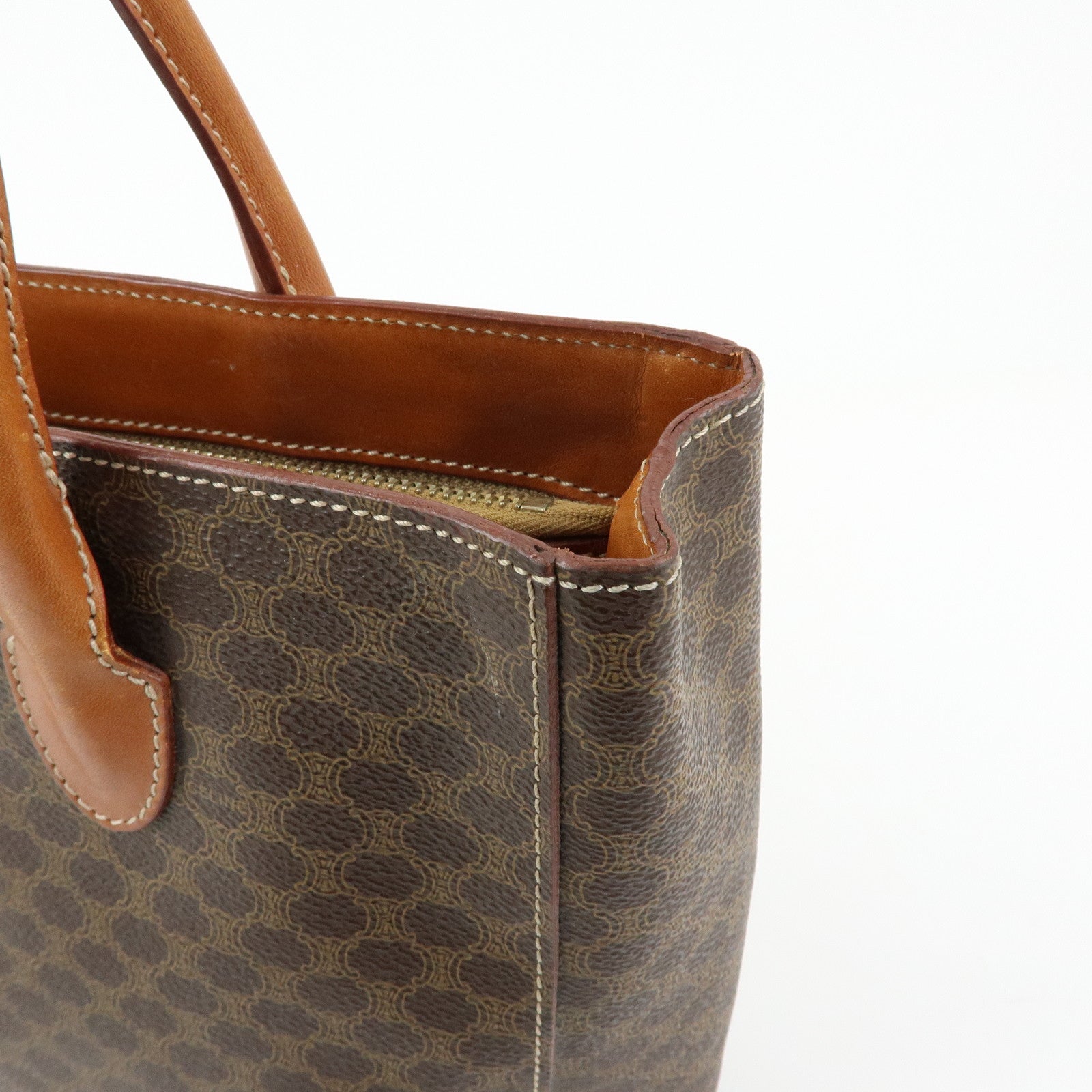 CELINE Macadam PVC Leather Tote Bag Hand Bag Brown