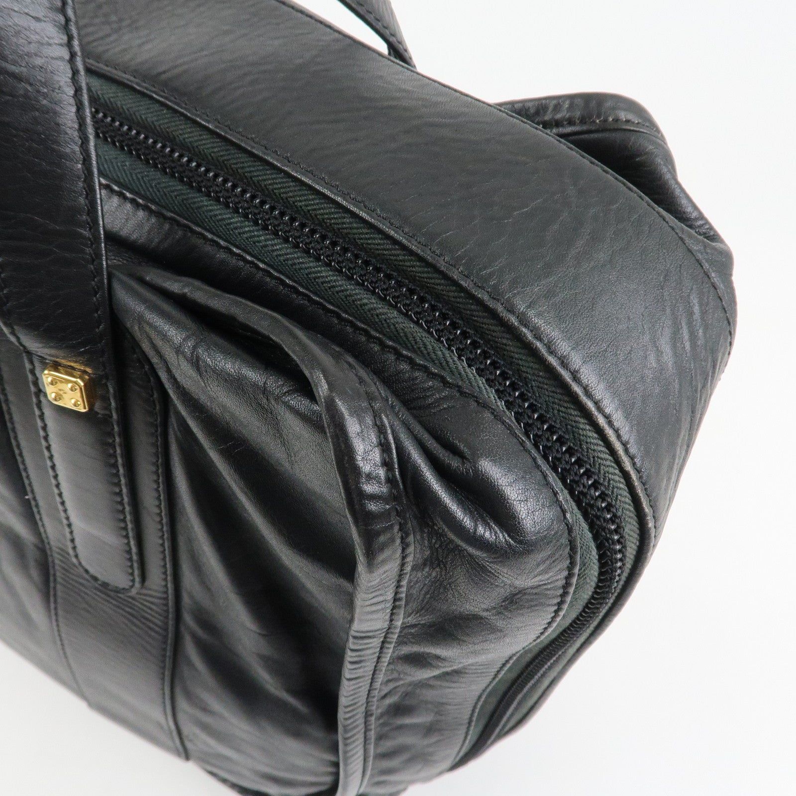 LOEWE Anagram Leather Boston Bag Hand Bag Travel Bag Black