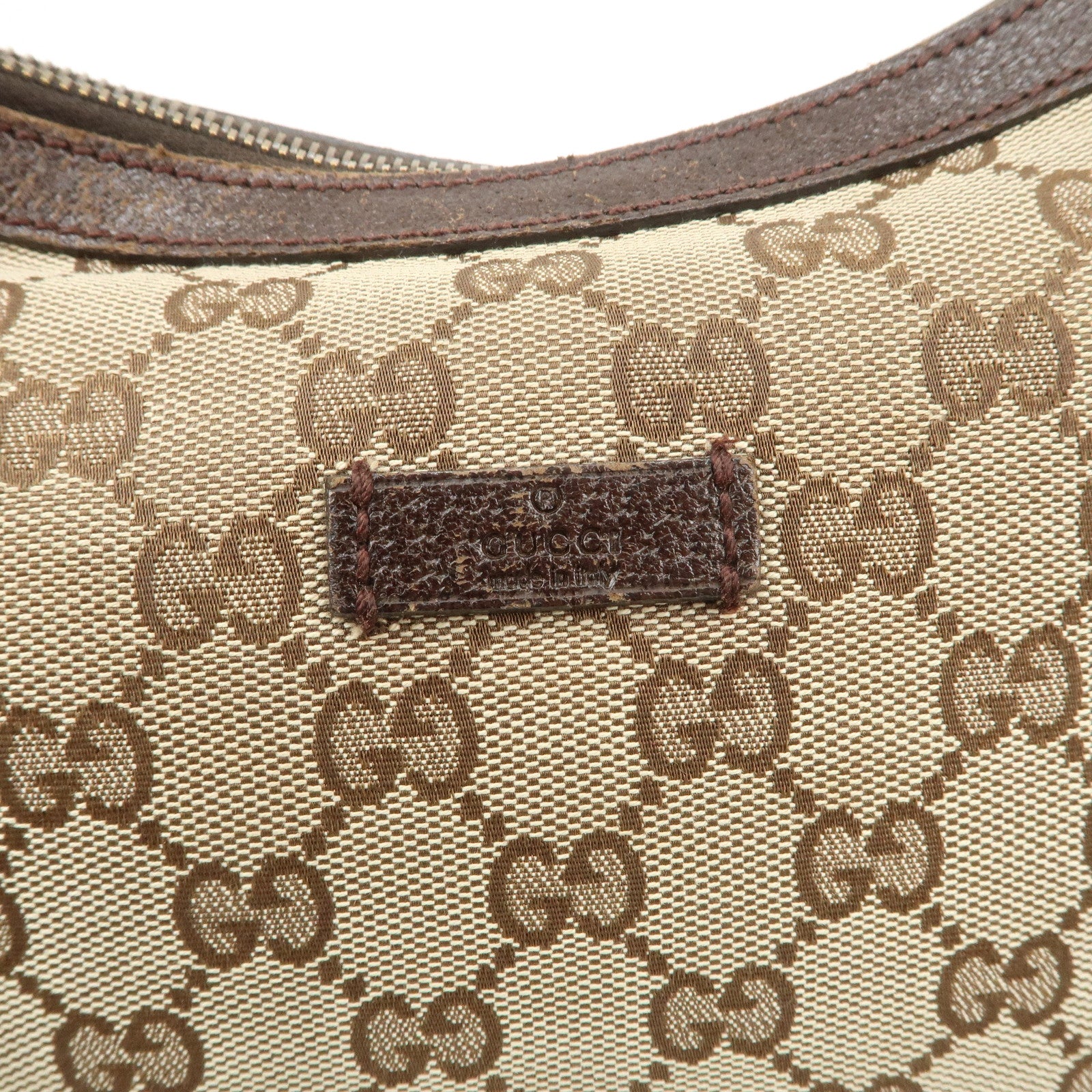 GUCCI Sherry GG Canvas Leather Shoulder Bag Beige Brown 181092 Used