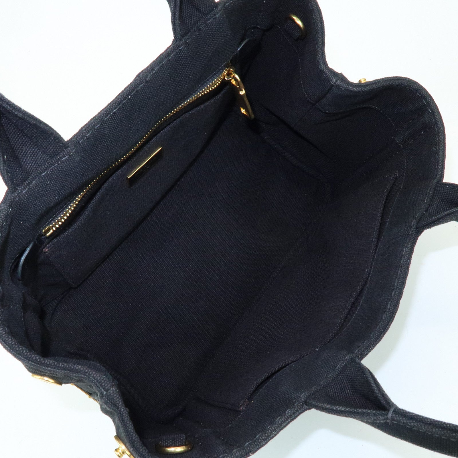 PRADA Triangle Logo Canapa Mini Canvas 2Way Hand Bag Black 1BG439