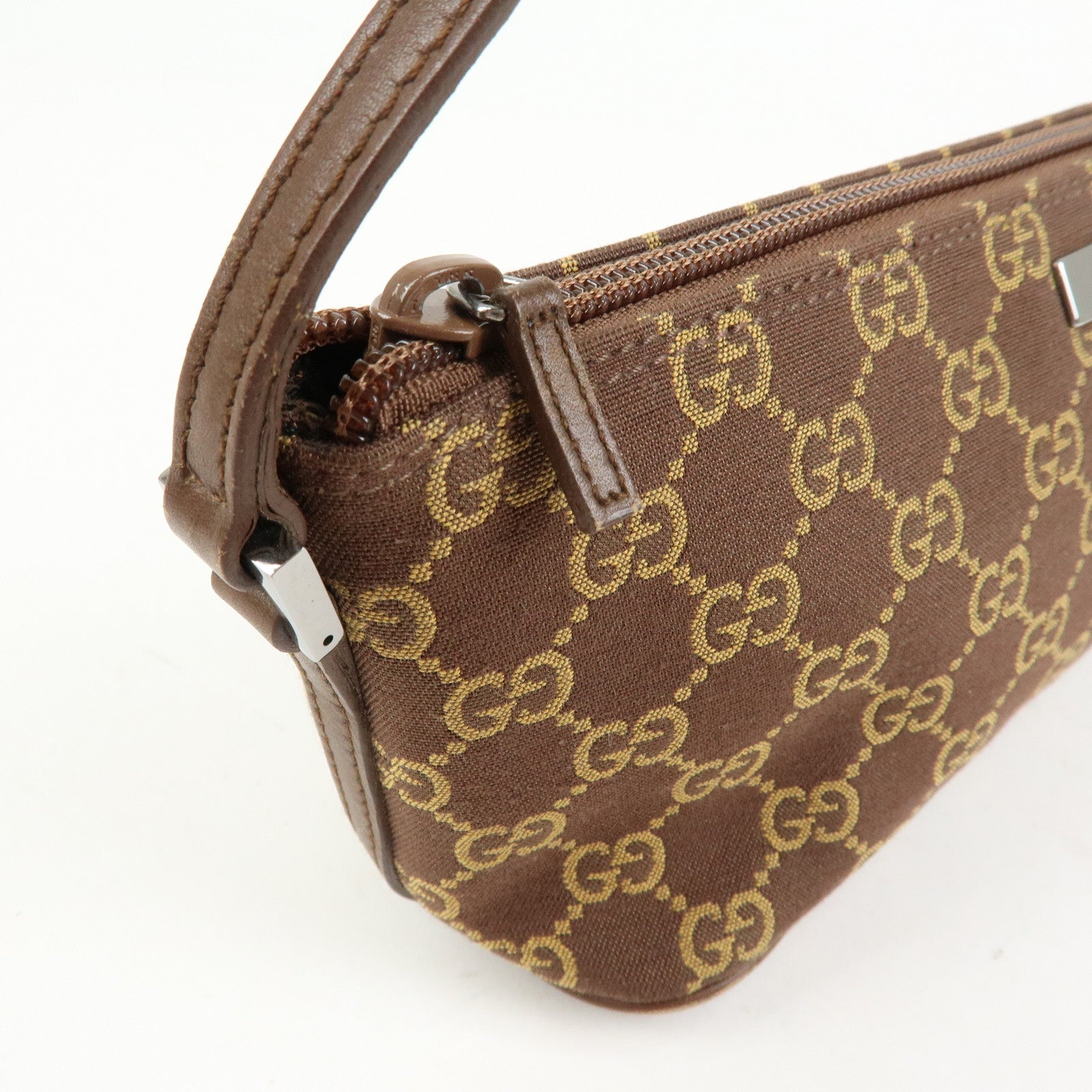 GUCCI Boat Bag GG Canvas Accessory Pouch Hand Bag Brown 039.1103