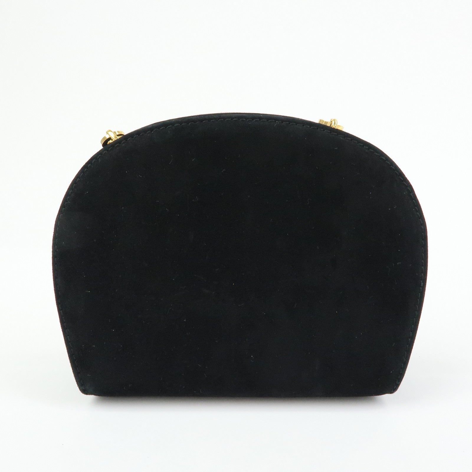 Ferragamo Gancini Suede Leather Chain Shoulder Crossbody Bag Black