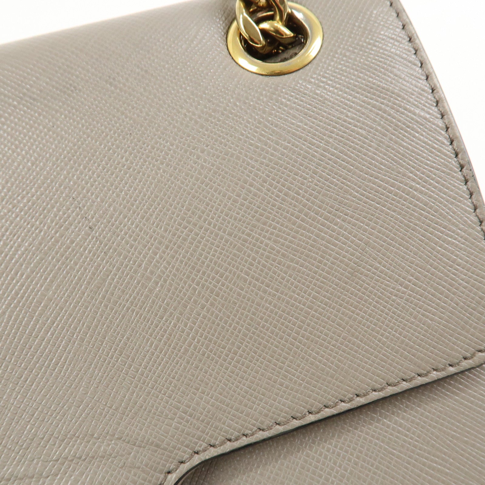 PRADA Saffiano Leather Chain Shoulder Crossbody Bag Gray 1BD193