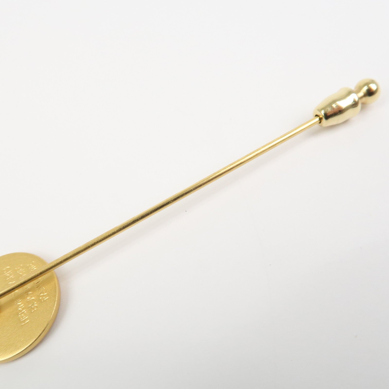 HERMES Sellier Pin Brooch Metal Gold