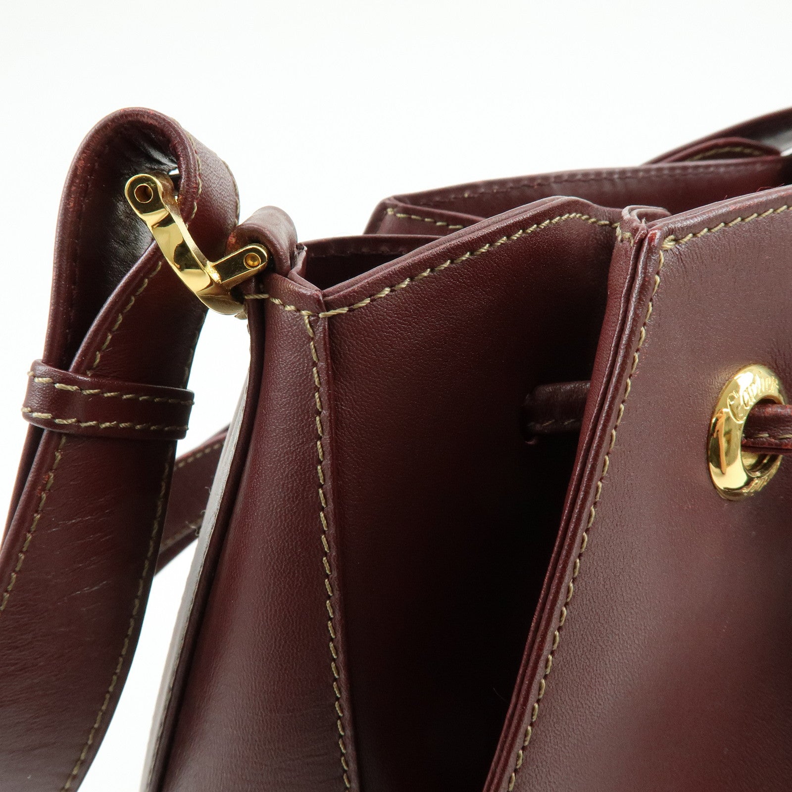 Cartier Must de Cartier Leather Shoulder Crossbody Bag Bordeaux