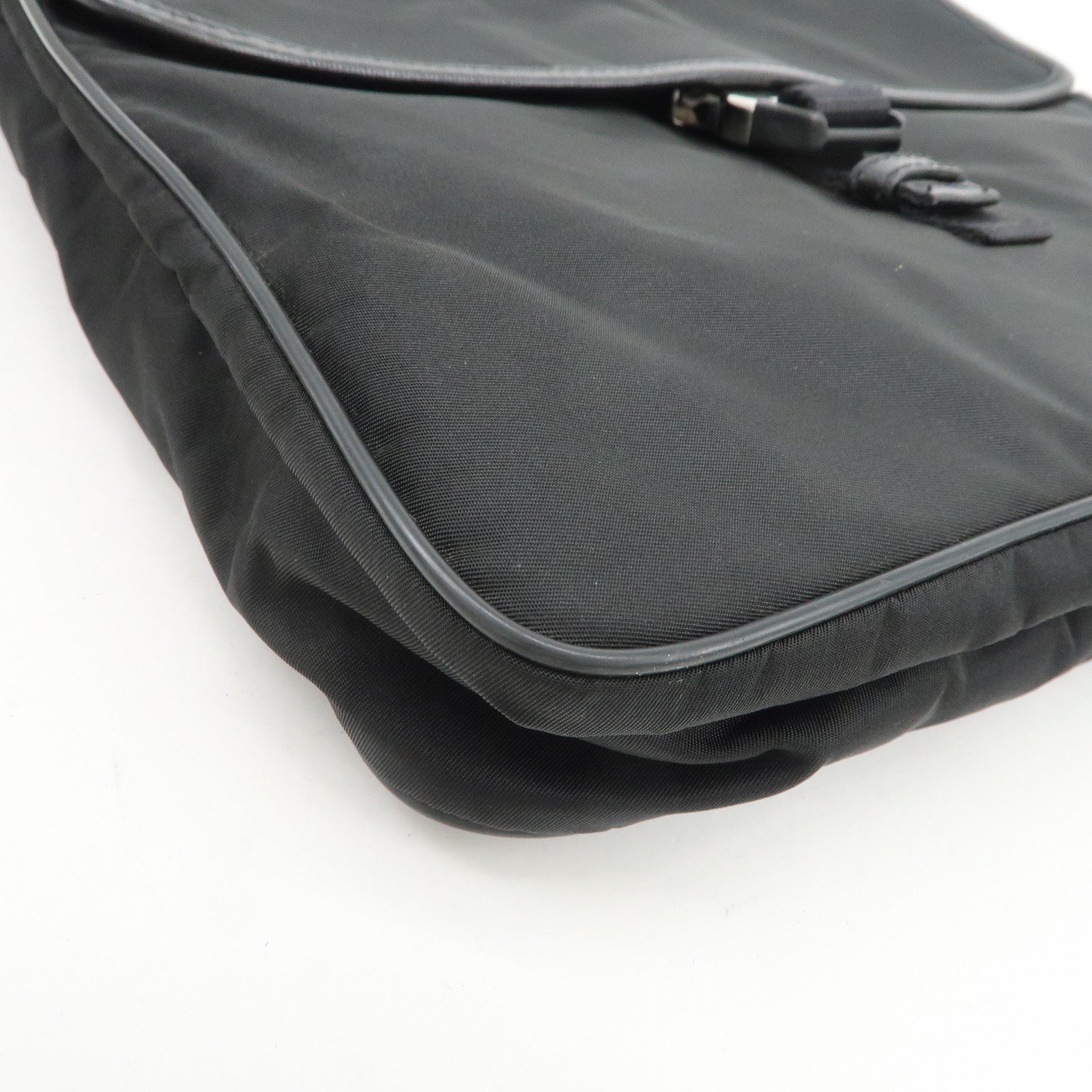 PRADA Nylon Saffiano Leather Shoulder Crossbody Bag Black VA0269