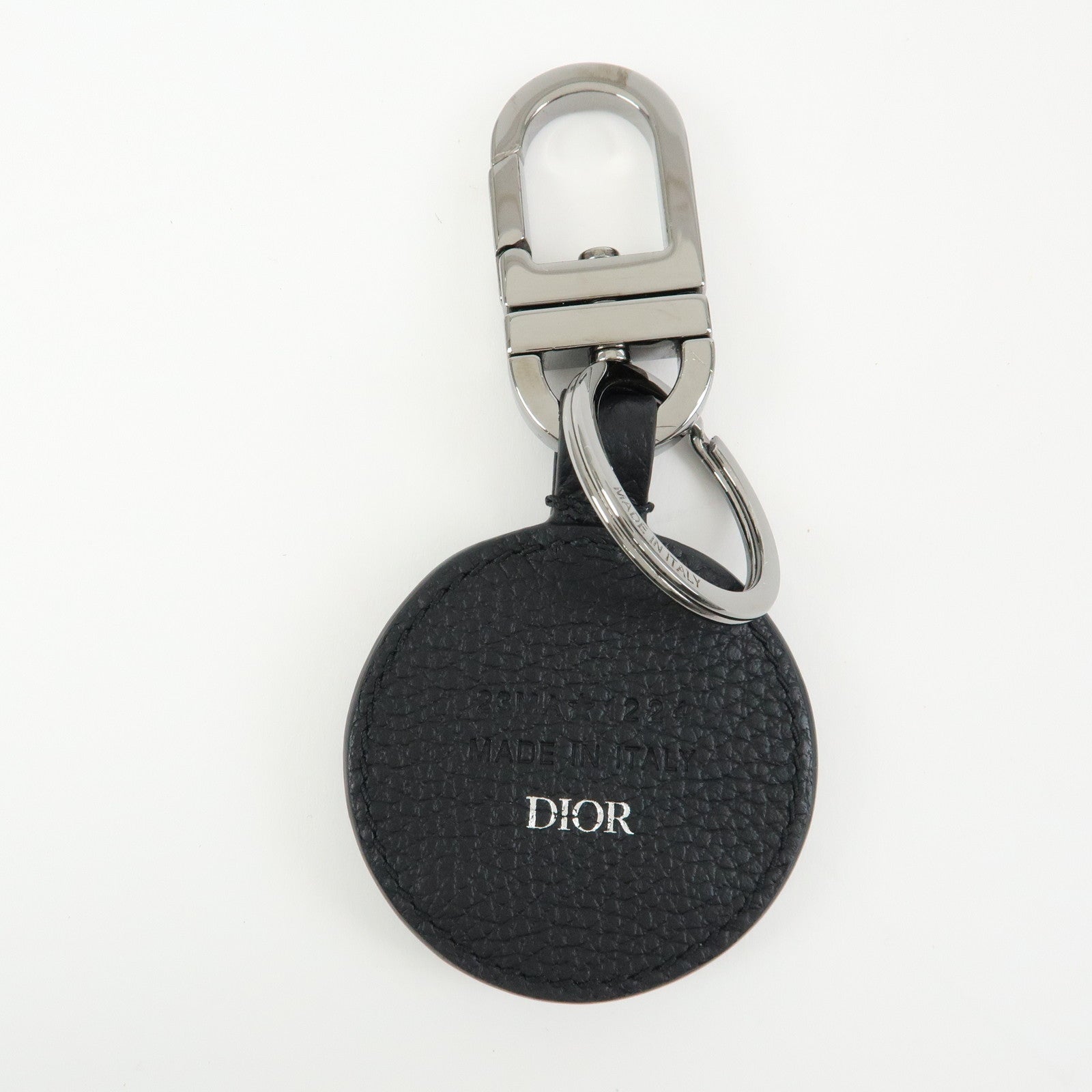 Christian Dior Grained Calf Leather D-Touch Key Ring Bag Charm