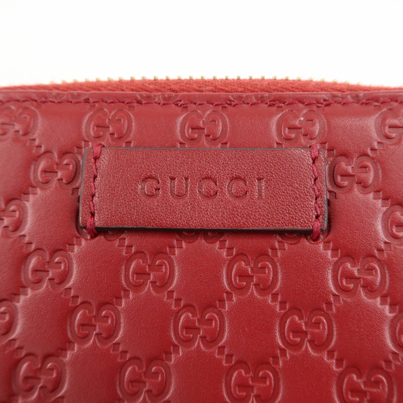 GUCCI Micro Guccissima Leather Bi-Fold Compact Wallet Red 449395 Used