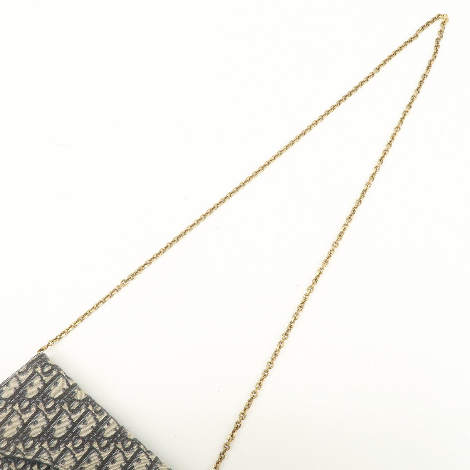 Christian Dior Jacquard Leather Saddle Small Chain Shoulder Wallet