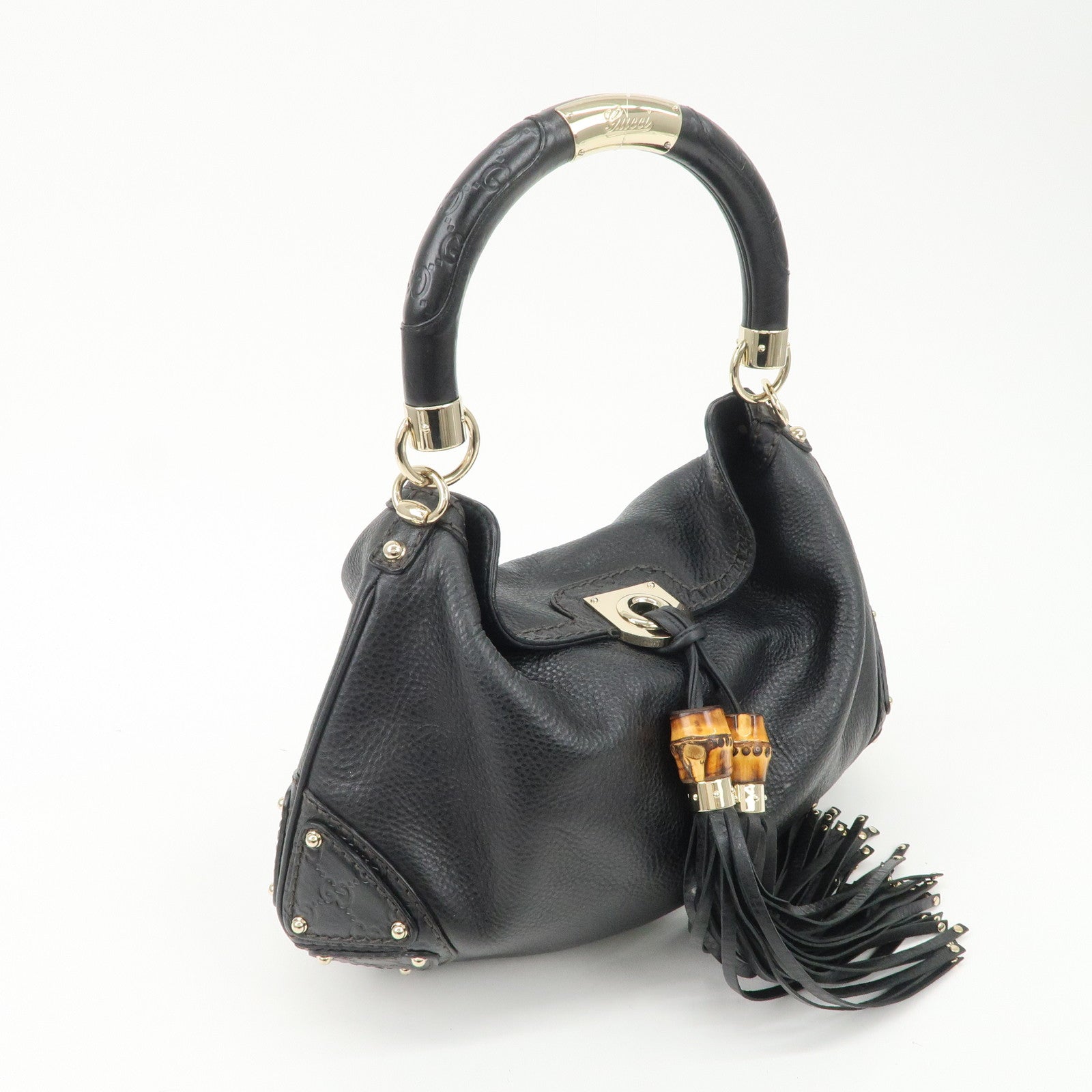 GUCCI Guccissima Leather 2Way Shoulder Bag Black 185566