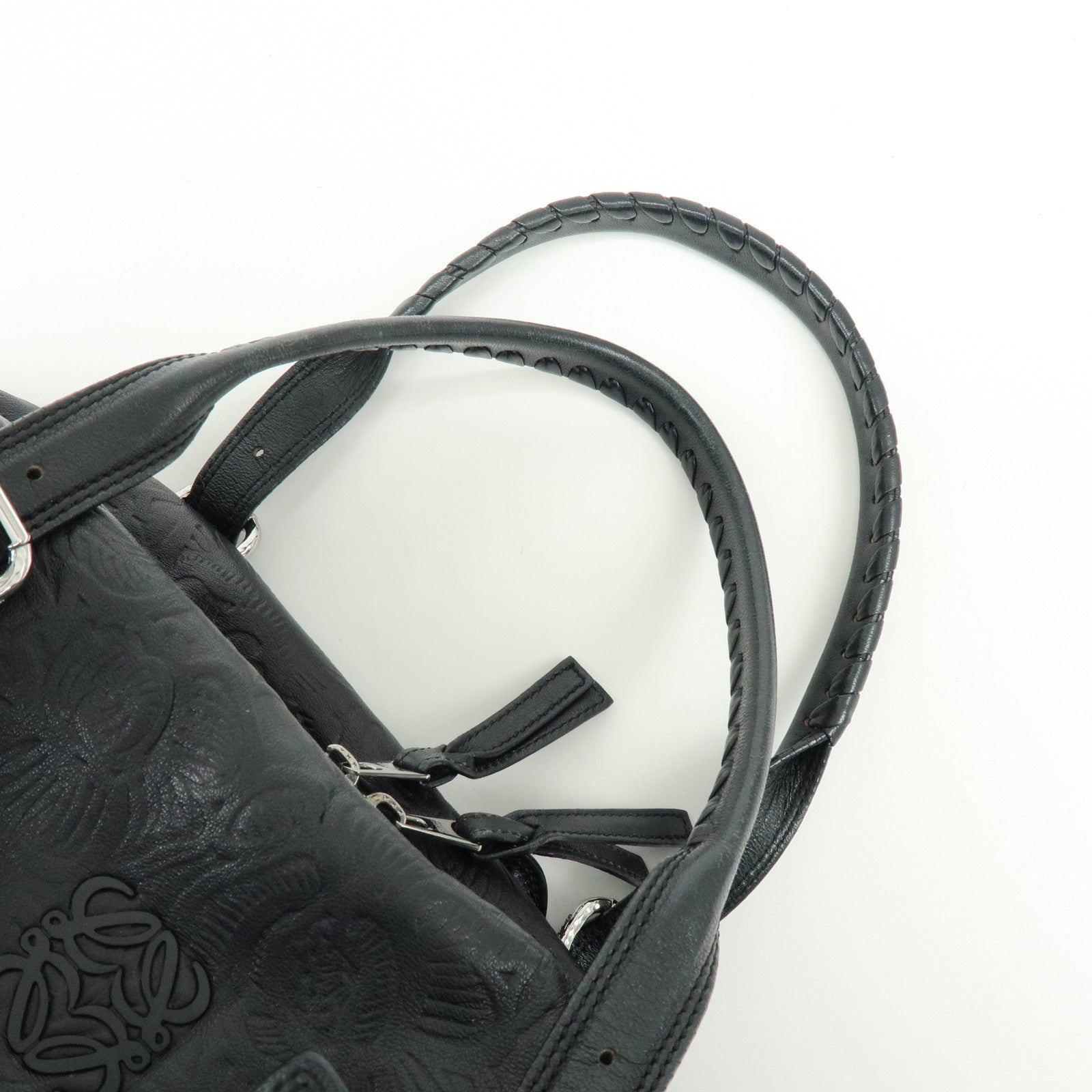 LOEWE Canela Nappa Leather Mini Boston Bag Shoulder Bag Black