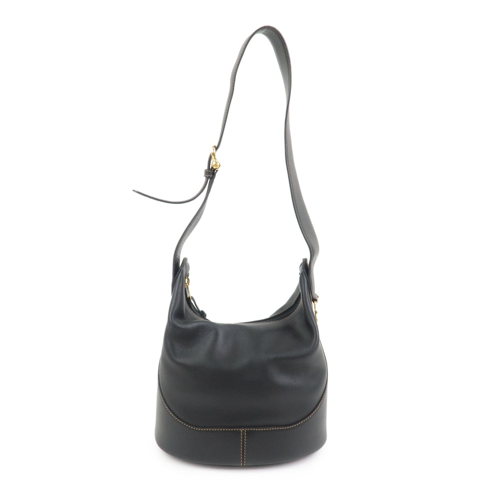 LOEWE Logo Leather Shoulder Bag Hand Bag Crossbody Bag Black
