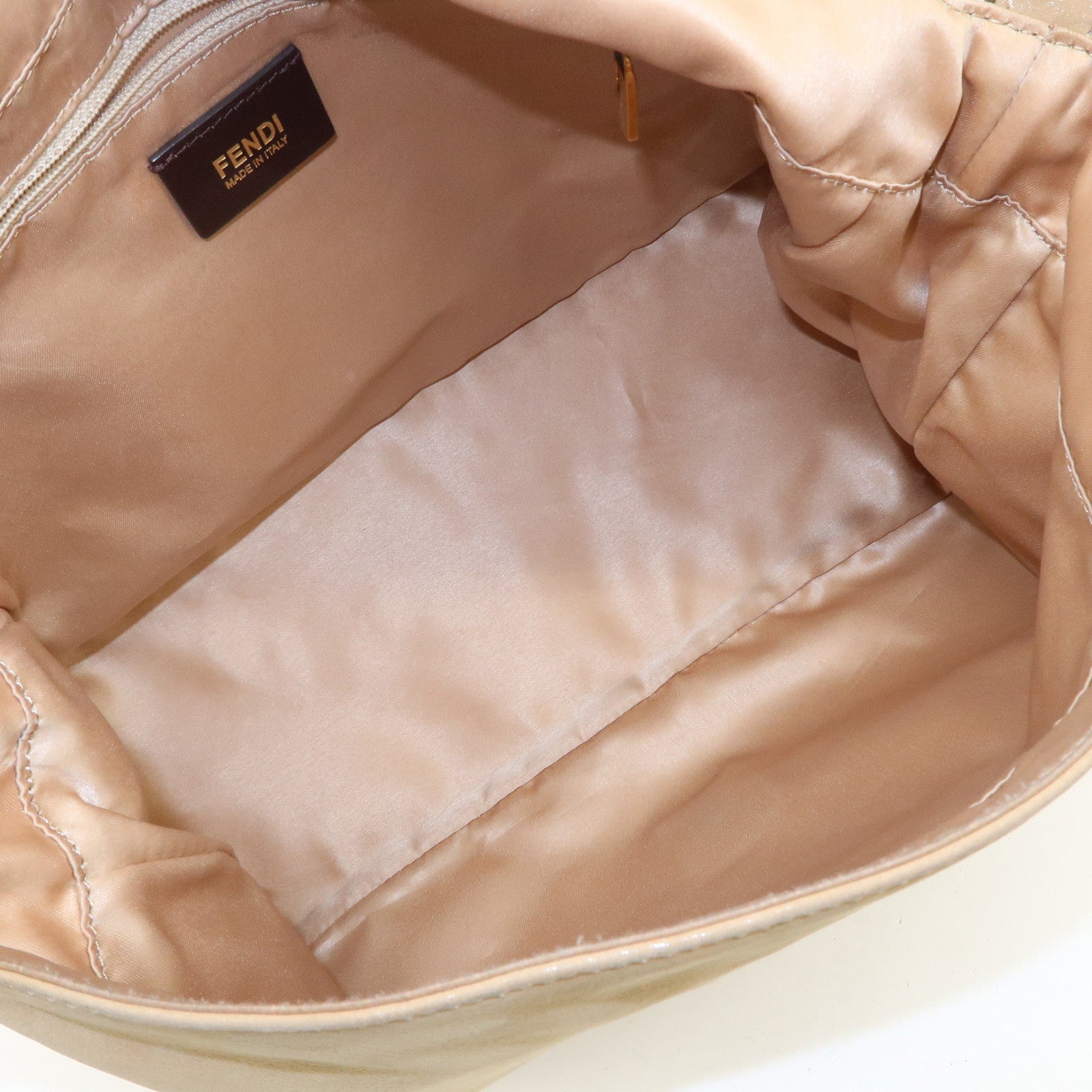 FENDI Big Mamma Baguette Leather Shoulder Bag Beige 8BR638