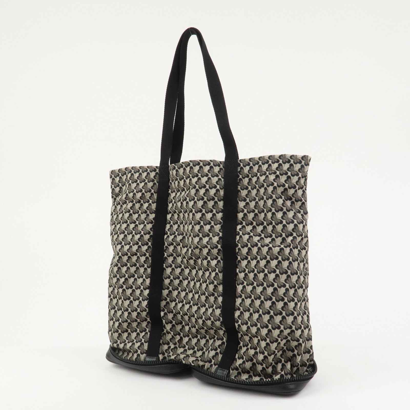 BOTTEGA VENETA Intrecciato Leather Foldable Tote Bag Nylon Black