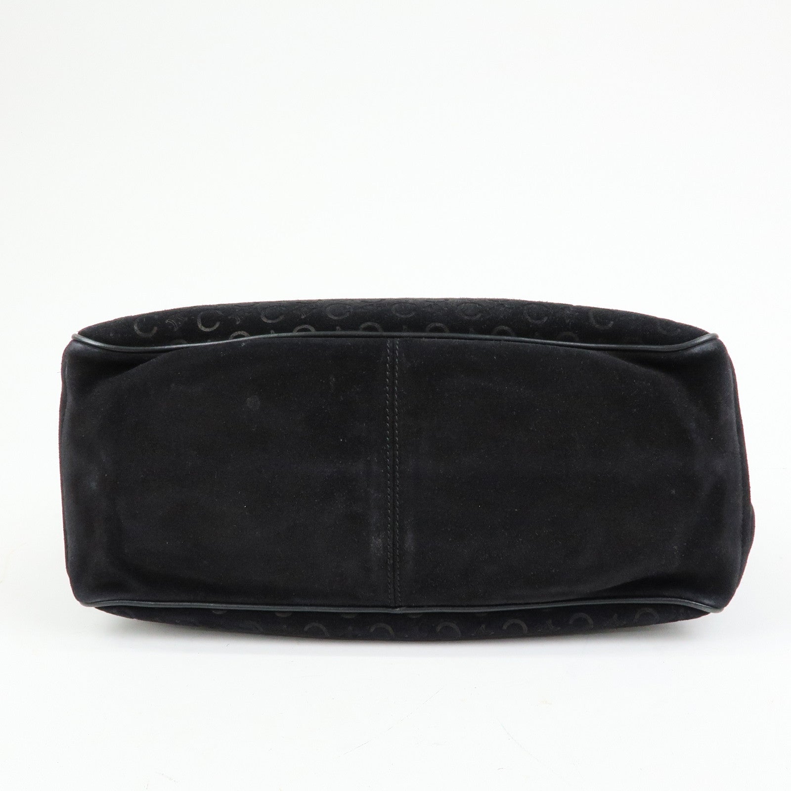 CELINE C Macadam Suede Leather Boogie Bag Hand Bag Black