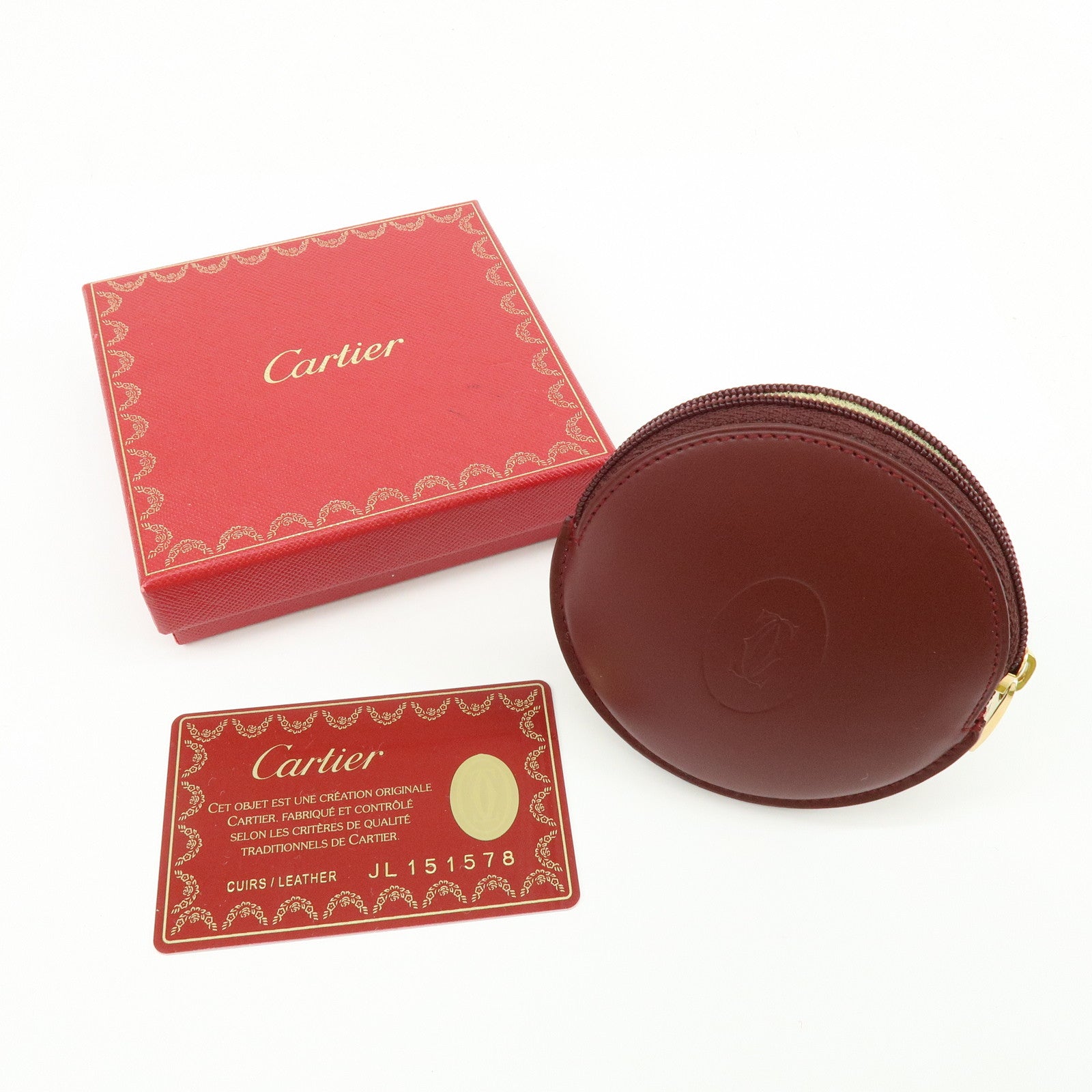 Cartier Must de Cartier Calf Skin Leather Coin Case Bordeaux