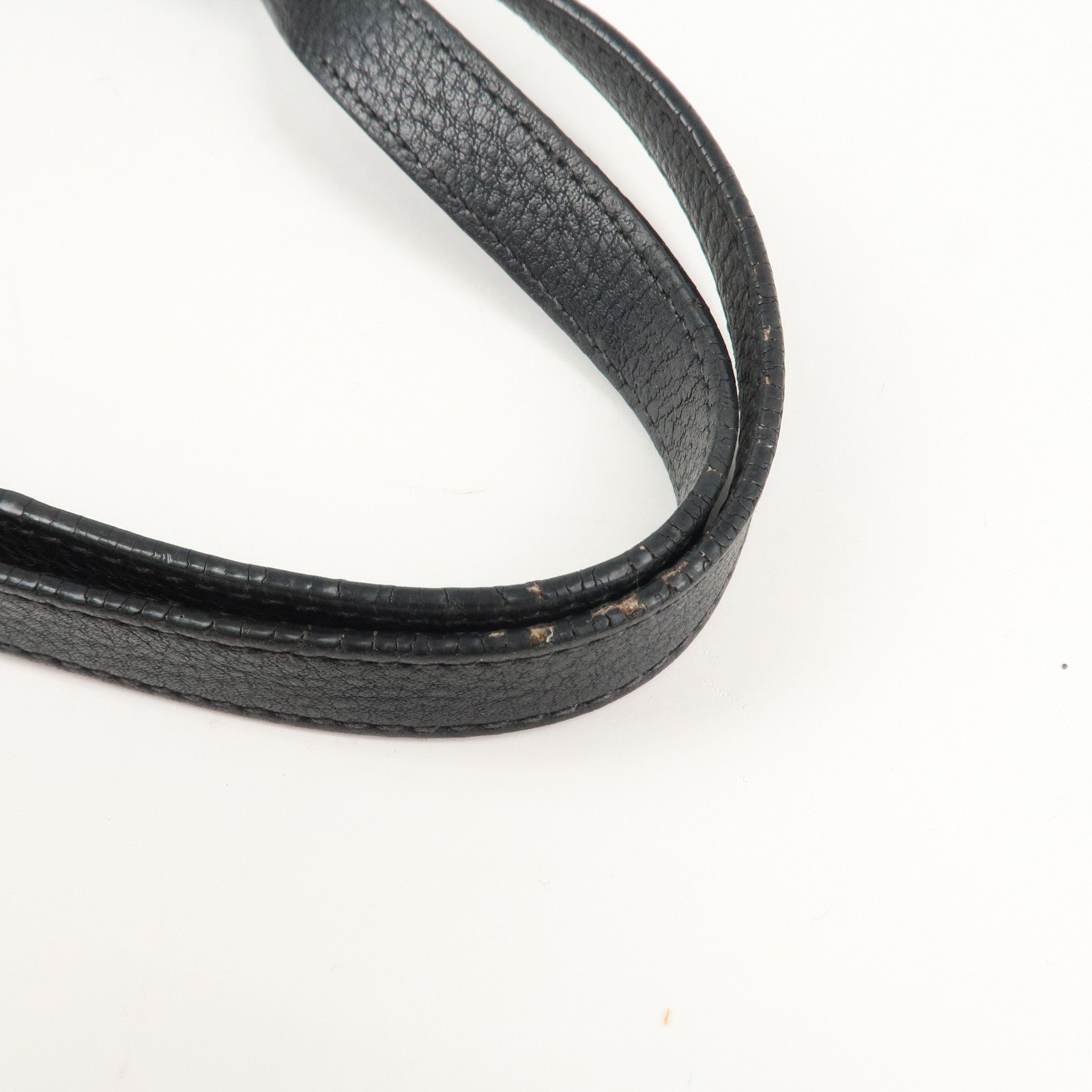 PRADA Logo Leather Tote Bag Shoulder Bag Black 1BG100 Used