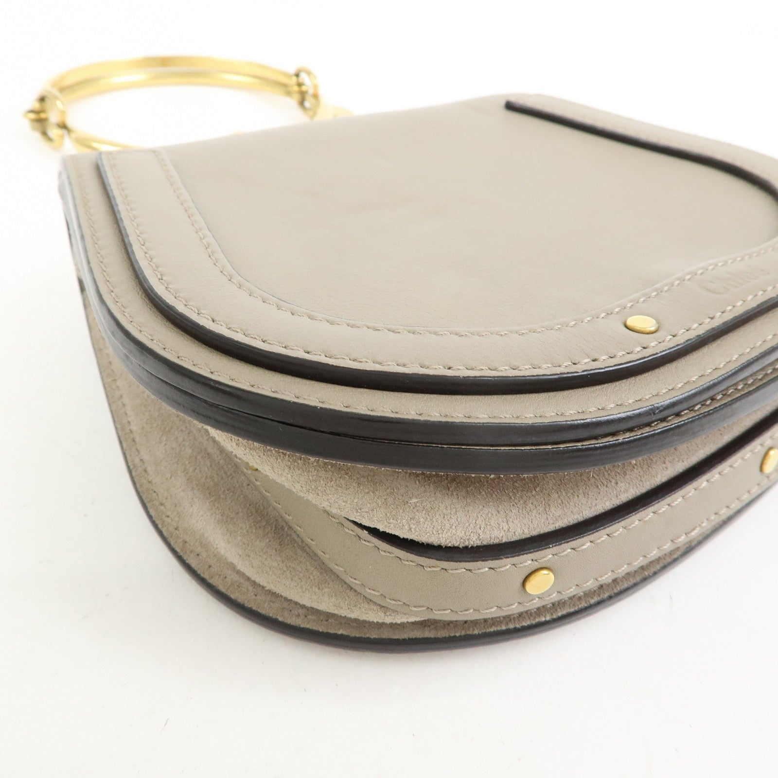 Chloe Nile Leather 2Way Bag Shoulder Bag Hand Bag Greige