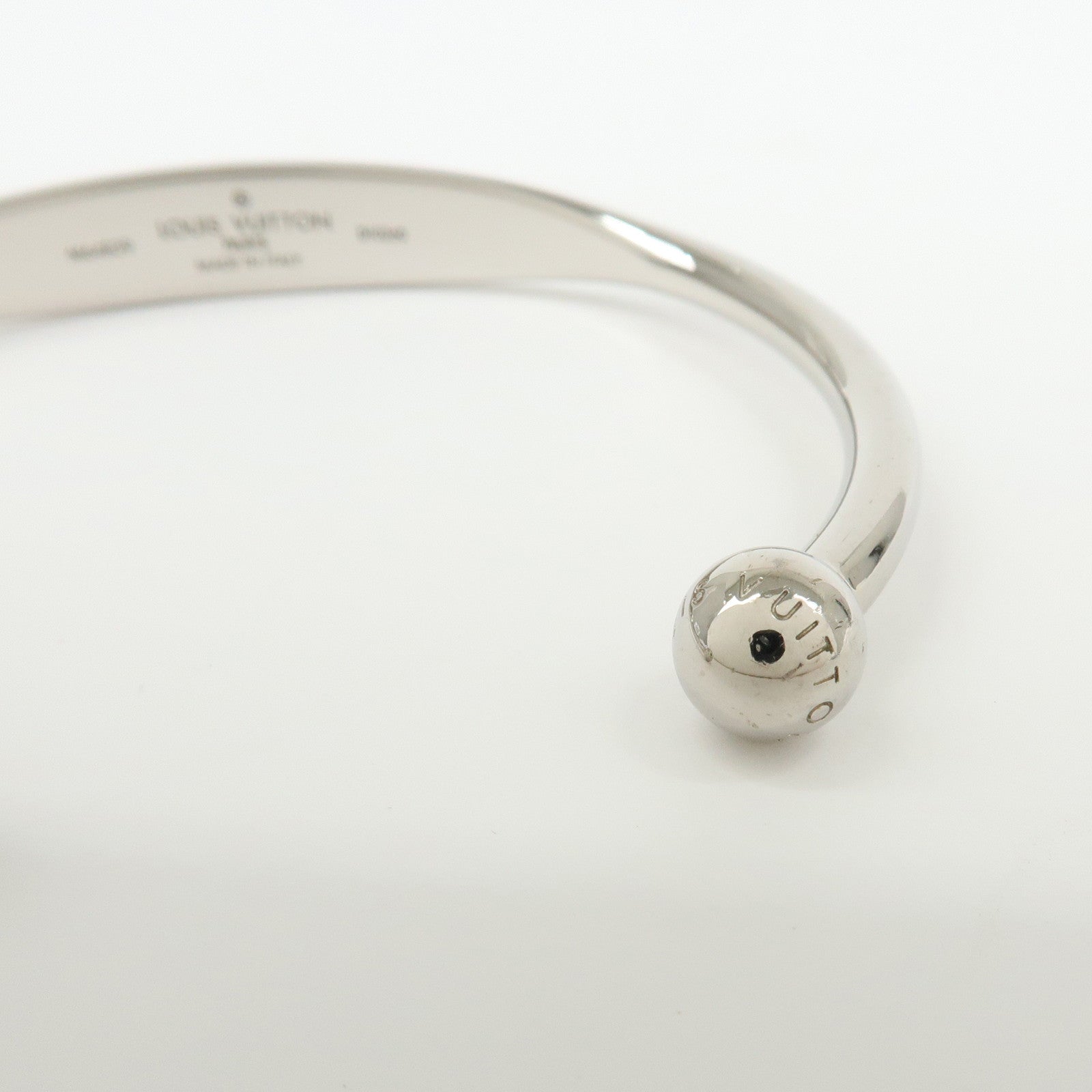 Louis Vuitton Monogram Metal Jonc Bracelet Bangle Silver M64839