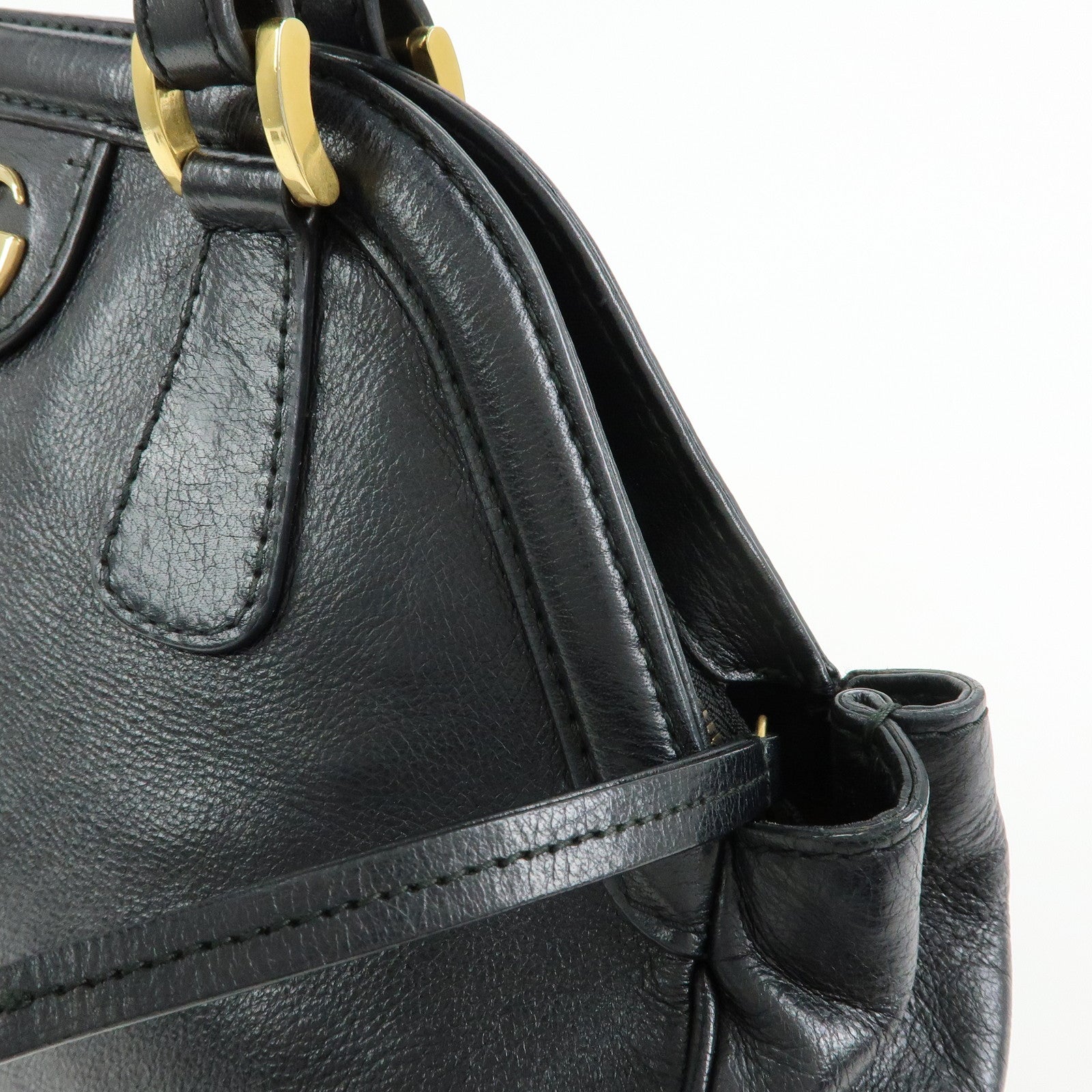 GUCCI GG Marmont Tiger Head Leather 2Way Bag Hand Bag Black 516459