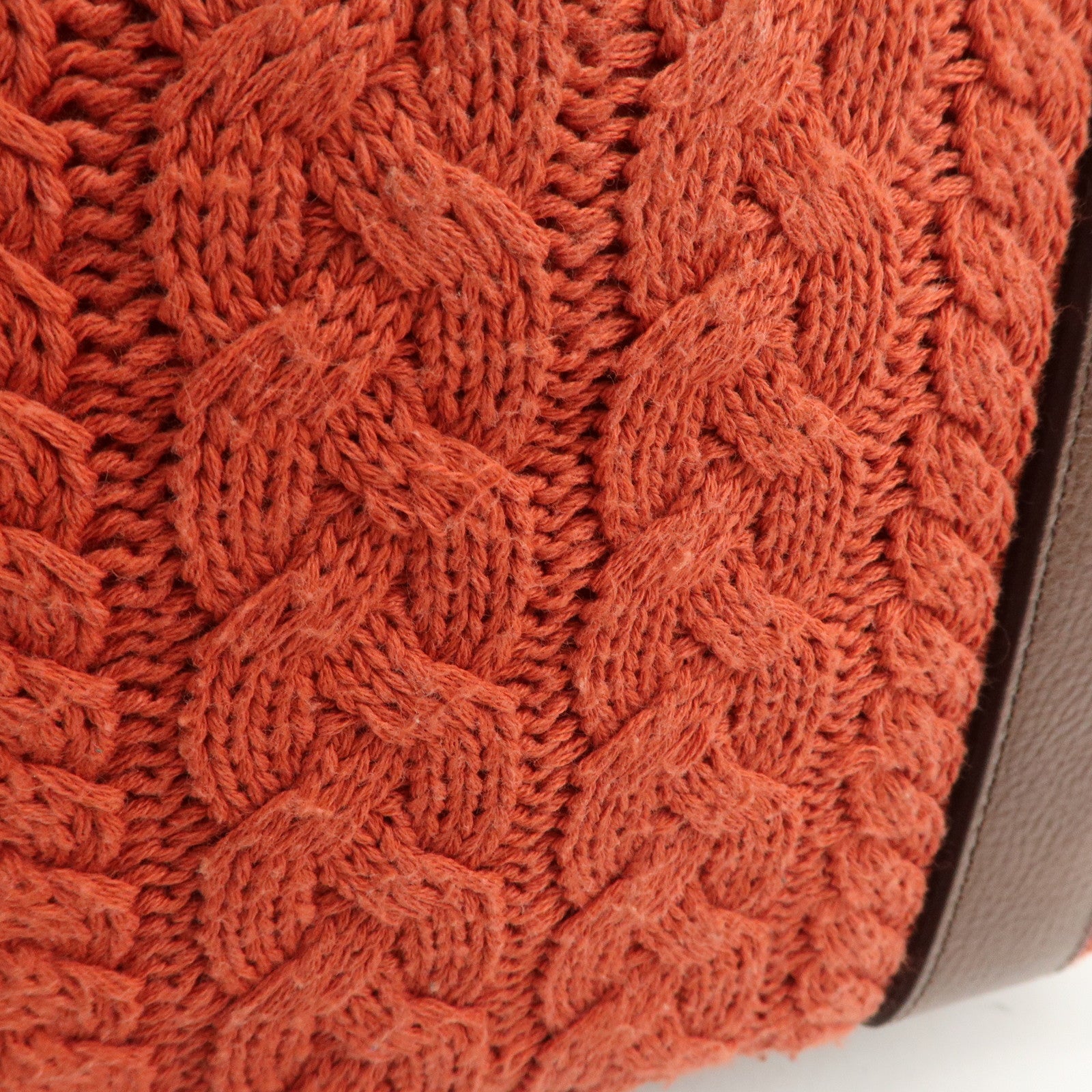 Chloe Knitted Leather Hand Bag Tote Bag Red Brown