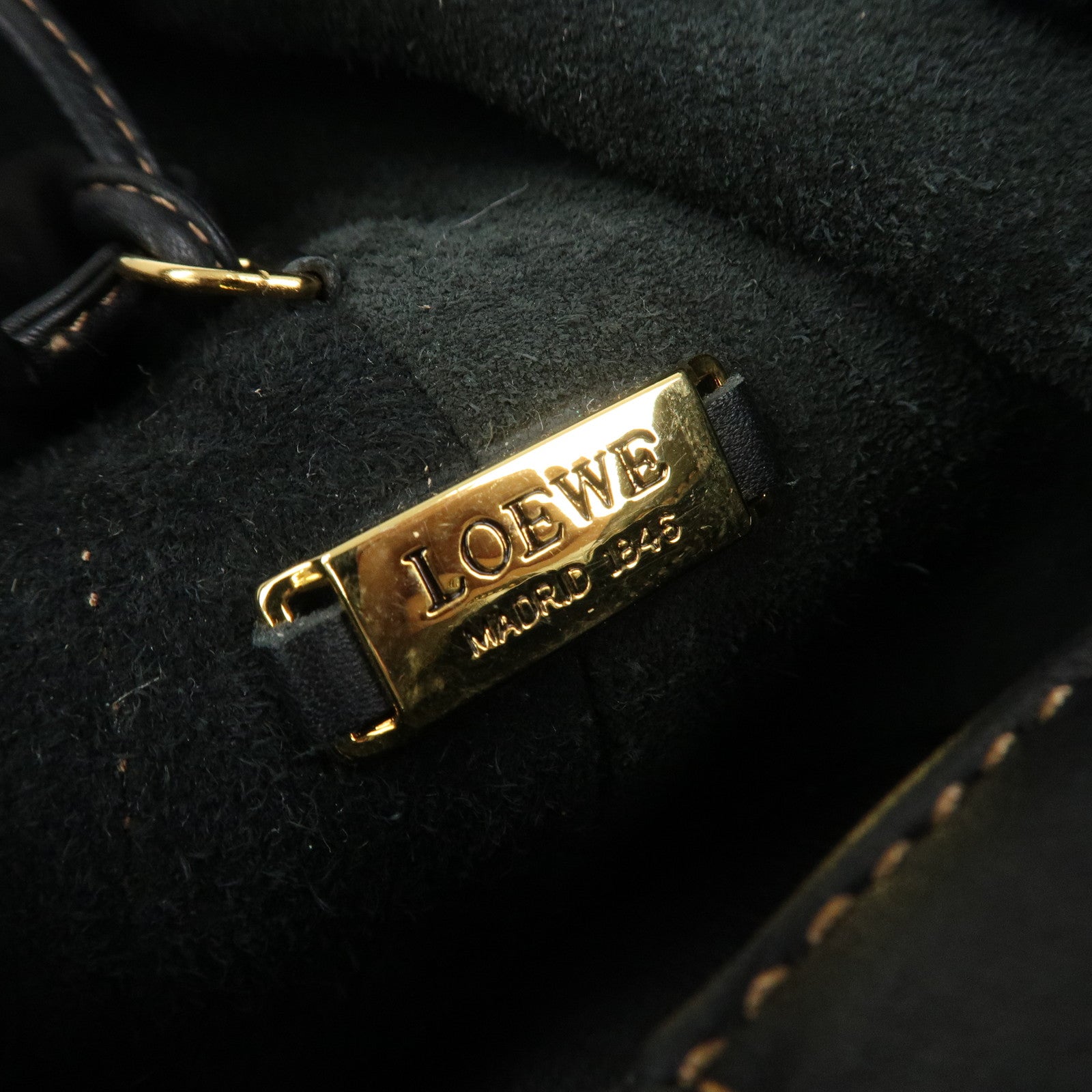 LOEWE Anagram Leather 2WAY Bag Shoulder Bag Hand Bag Black