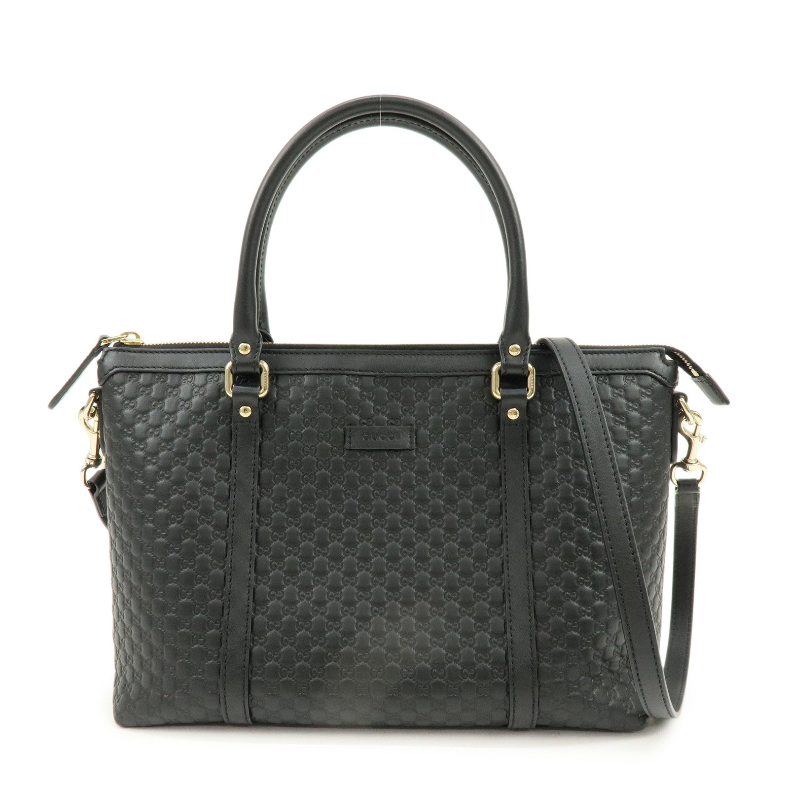 GUCCI Micro Guccissima Leather 2Way Bag Hand Bag Shoulder Bag Black