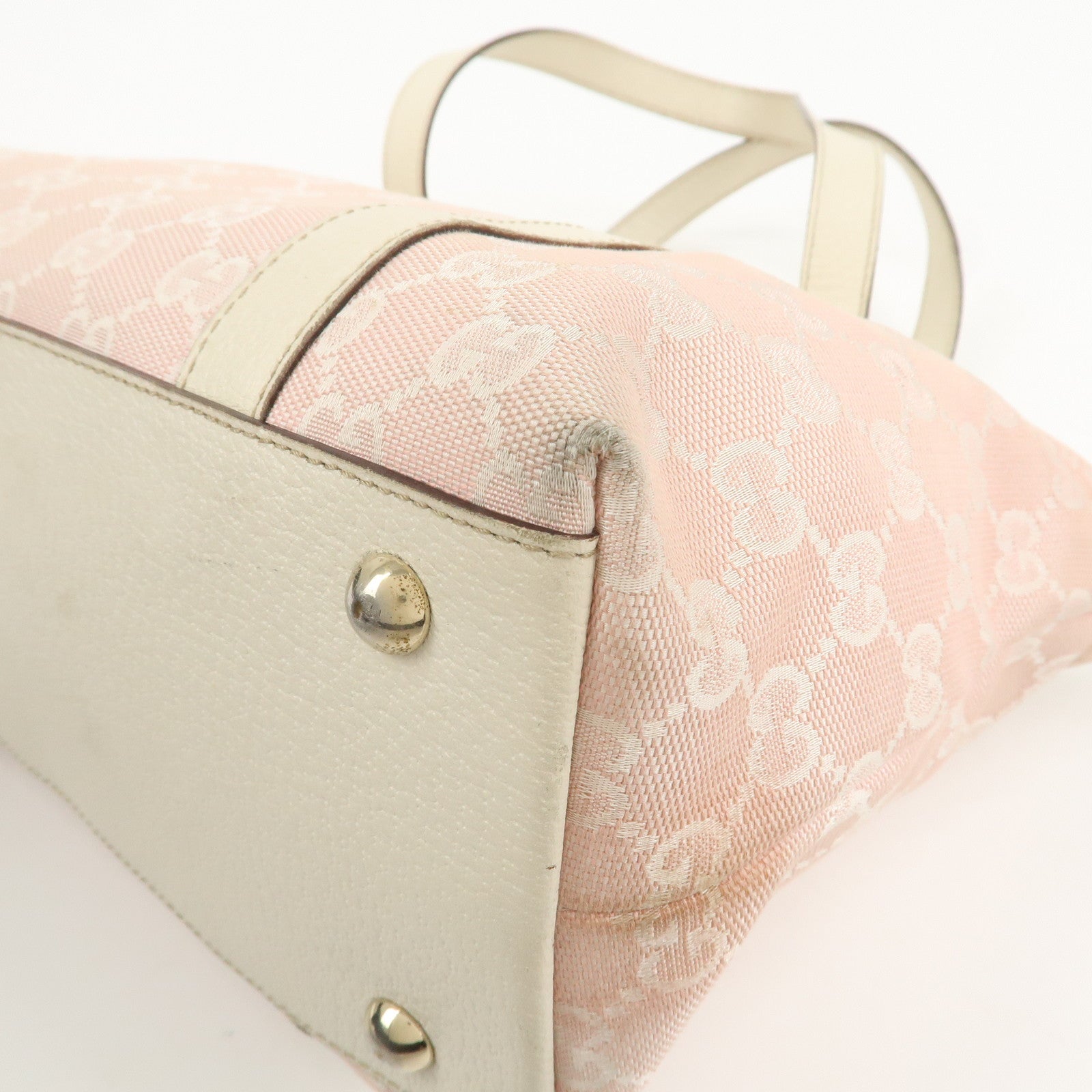 GUCCI Abbey GG Canvas Leather Tote Bag Shoulder Bag Pink 141470