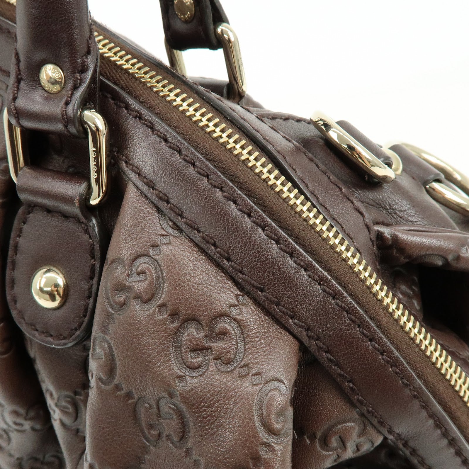 GUCCI Sukey Interlocking G Guccissima Leather 2WAY Bag Brown 223974
